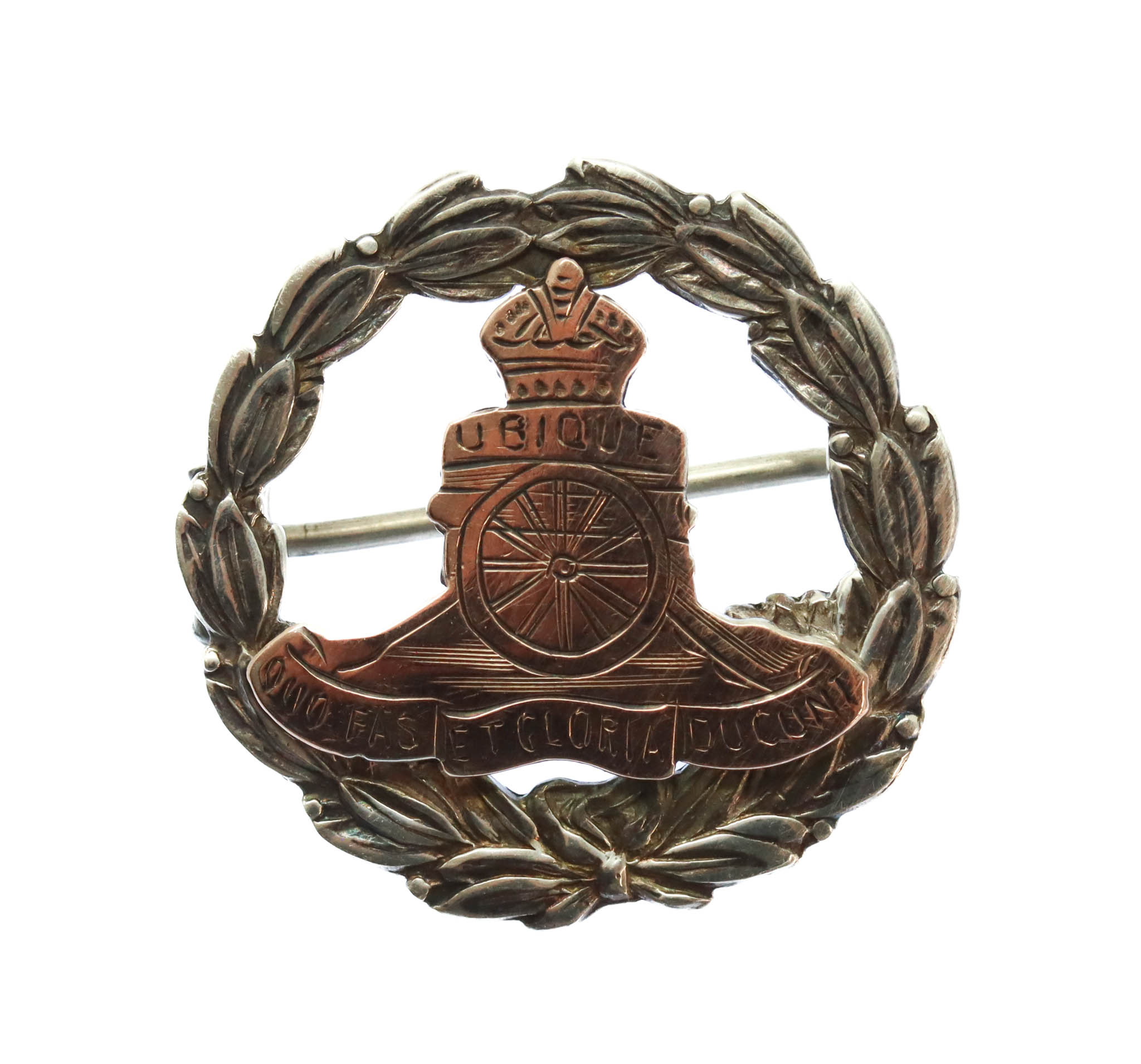 Royal Artillery Rose Gold on Sterling Silver Sweetheart Brooch