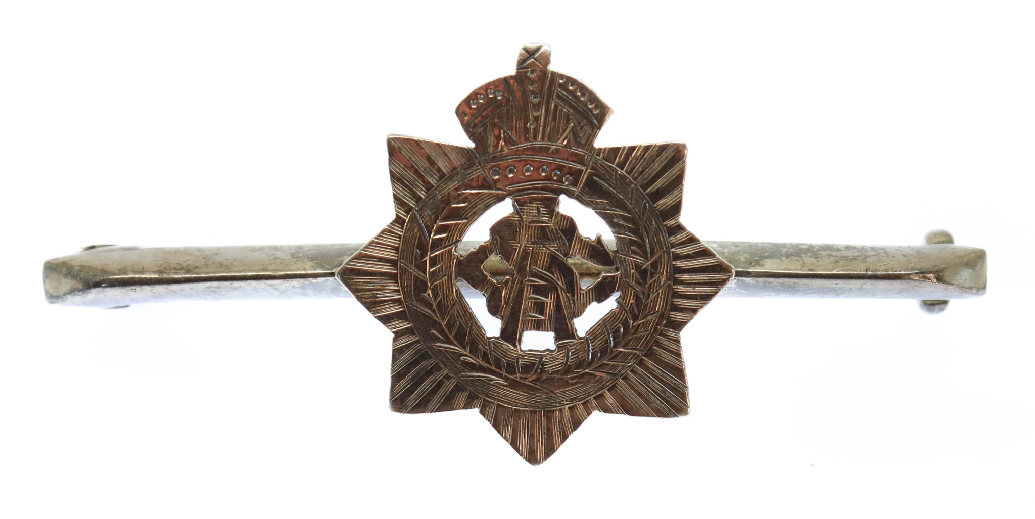 WW1 Army Service Corps (A.S.C.) Rose Gold on Sterling Silver Sweetheart Brooch