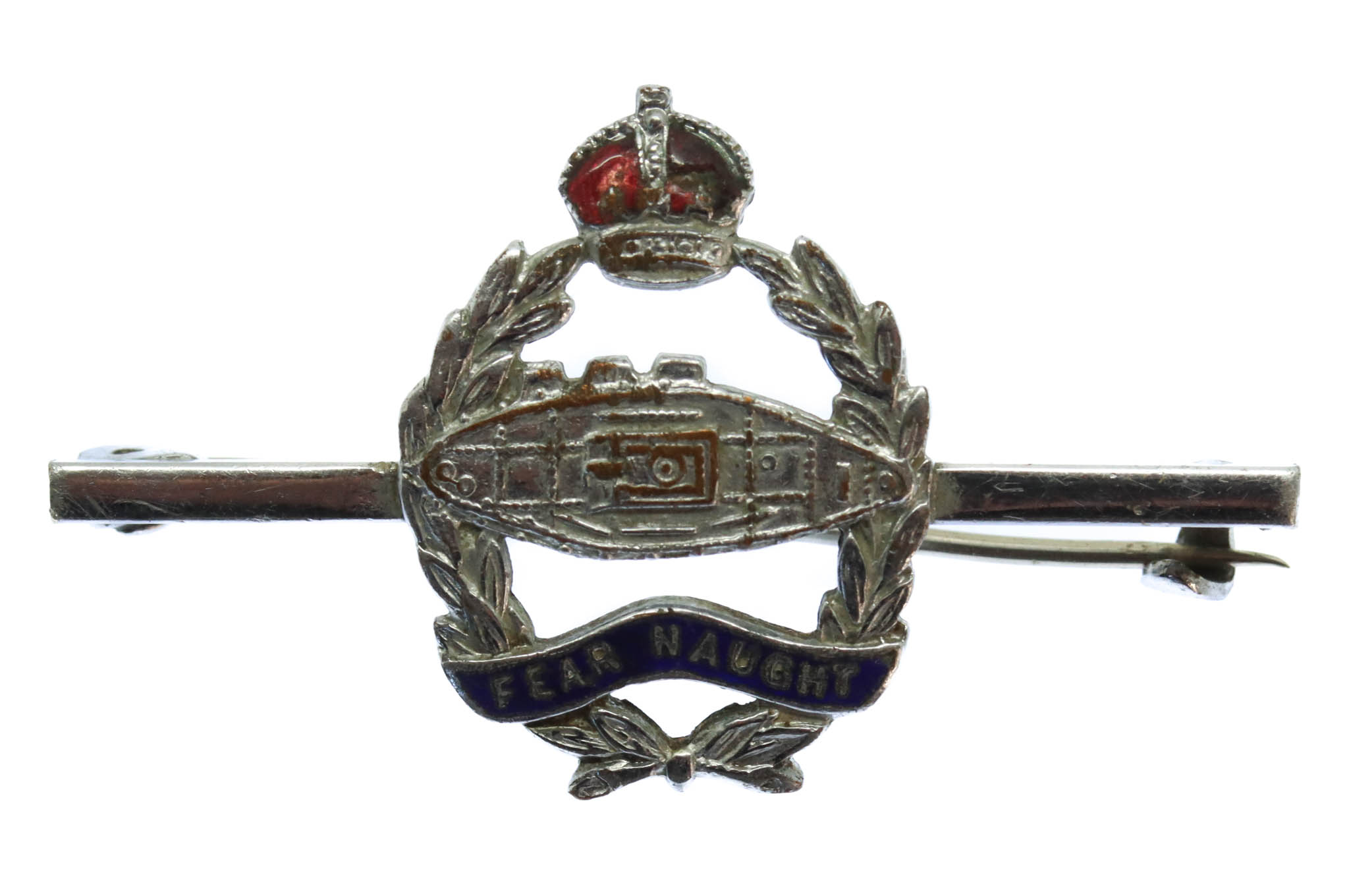 Royal Tank Regiment Enamelled Sweetheart Brooch - King's Crown