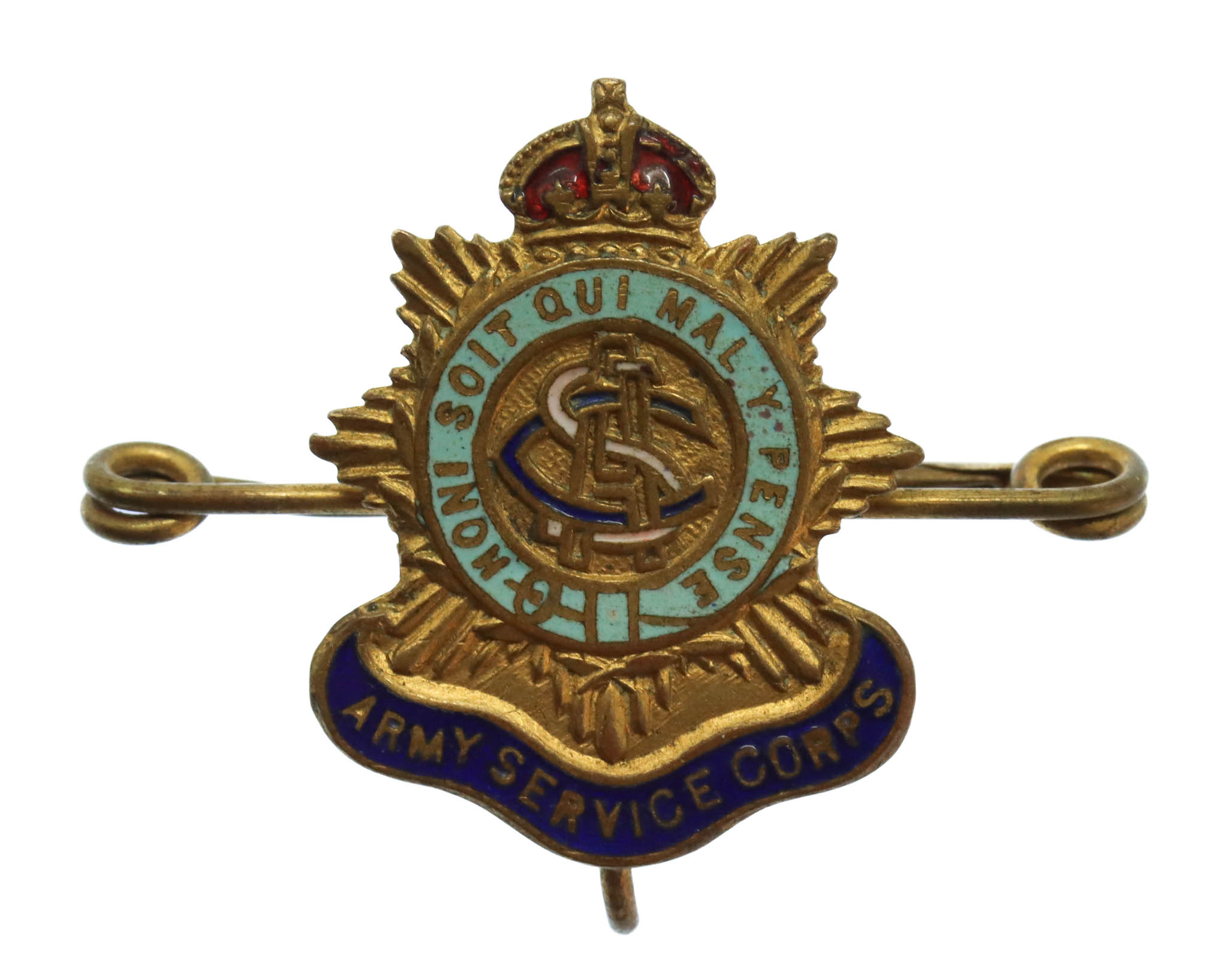 WW1 Army Service Corps (A.S.C.) Enamelled Sweetheart Brooch