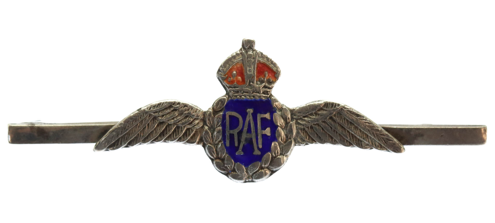 Royal Air Force (R.A.F.) Silver & Enamel Sweetheart Brooch/Tie Pin - King's Crown