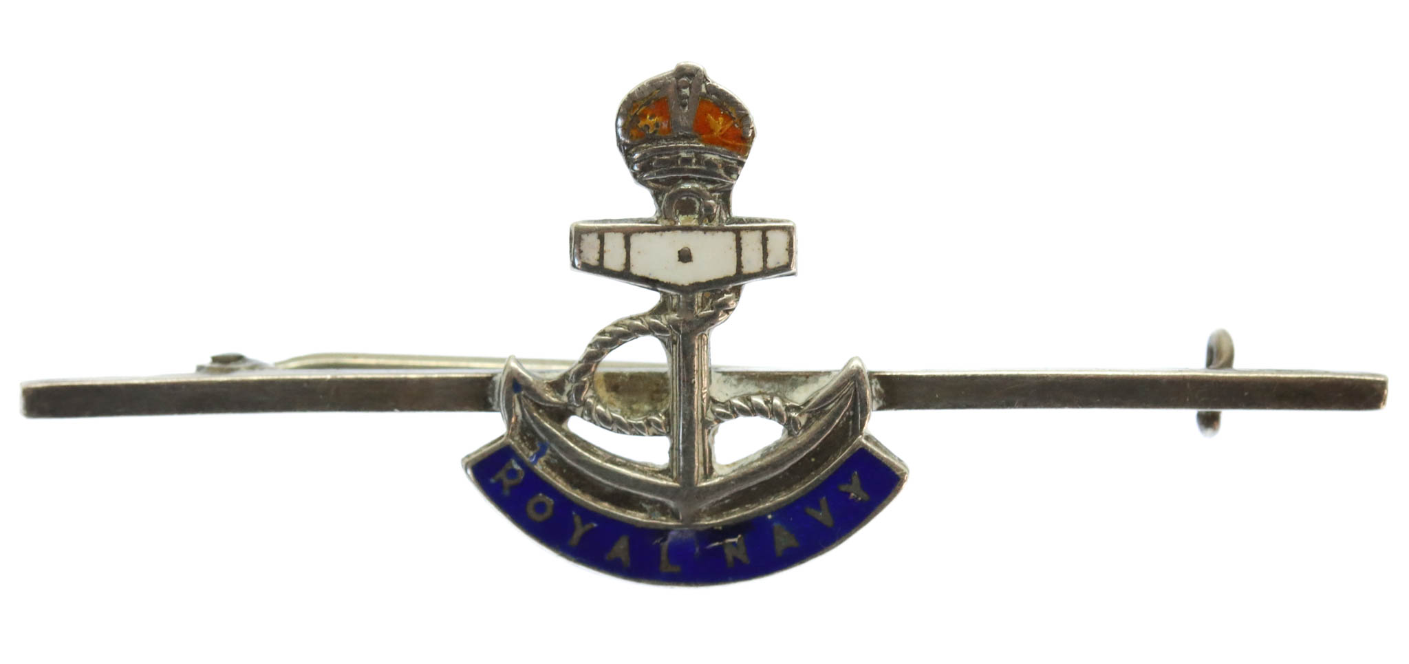 Royal Navy Silver & Enamel Sweetheart Brooch/Tie Pin
