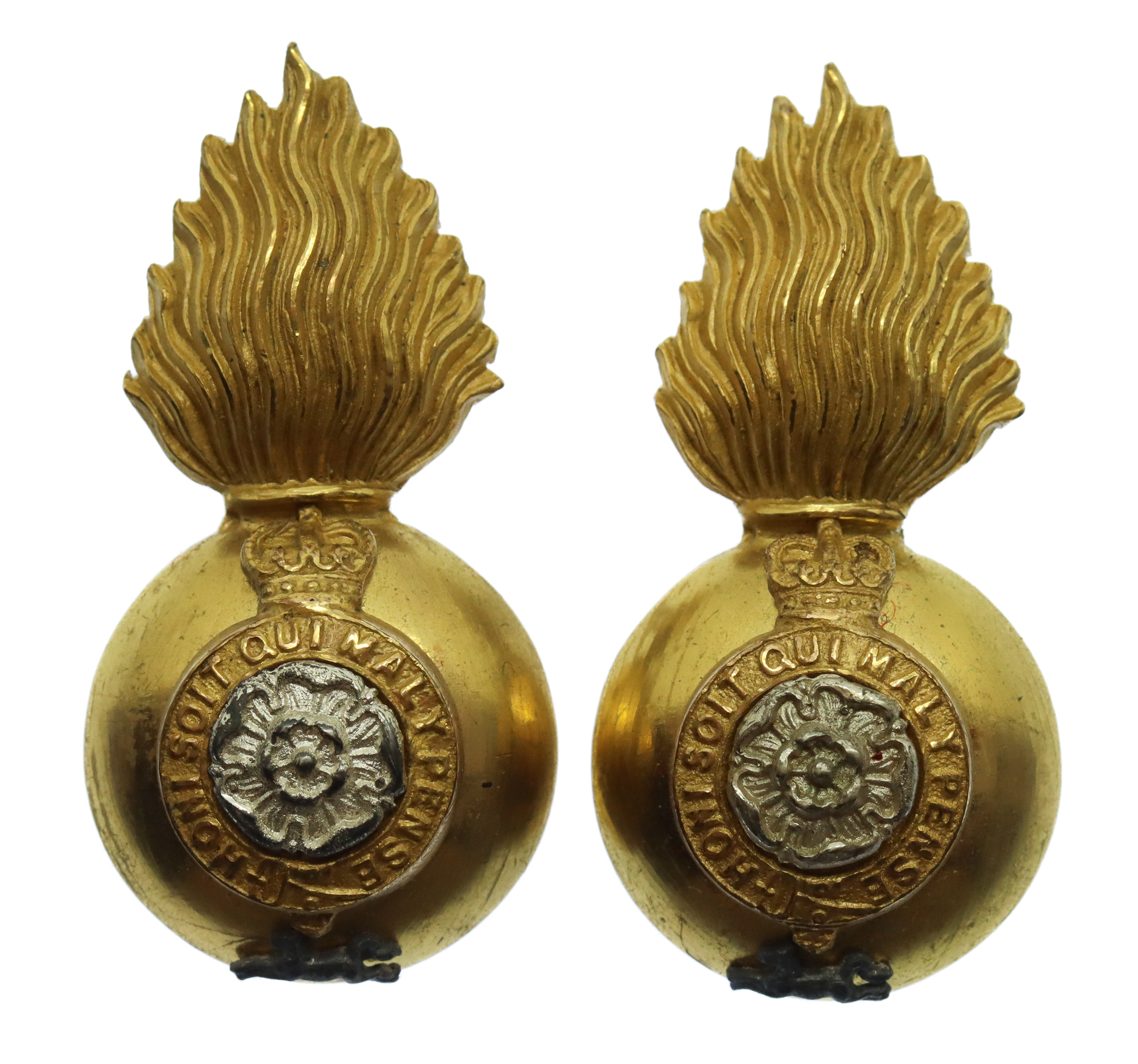 Pair of Royal Fusiliers (City of London Regiment) Officer's Collar Badges