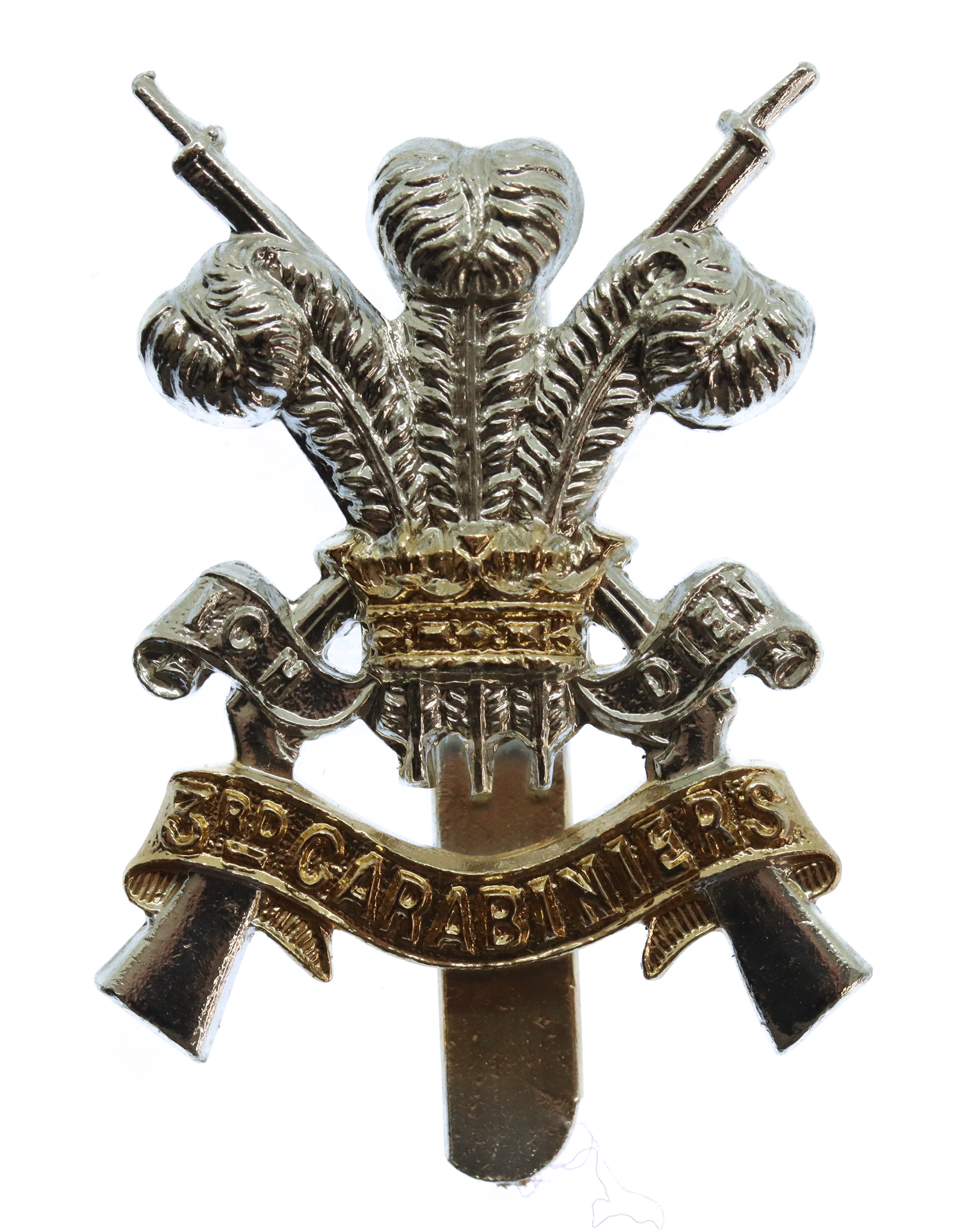 3rd Carabiniers Anodised (Staybrite) Cap Badge