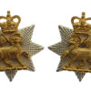 Pair of Queen's Royal Regiment Officer's Collar Badges