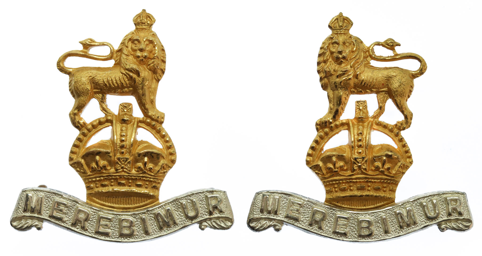 Pair of 15th/19th Hussars Officer's Collar Badges - King's Crown