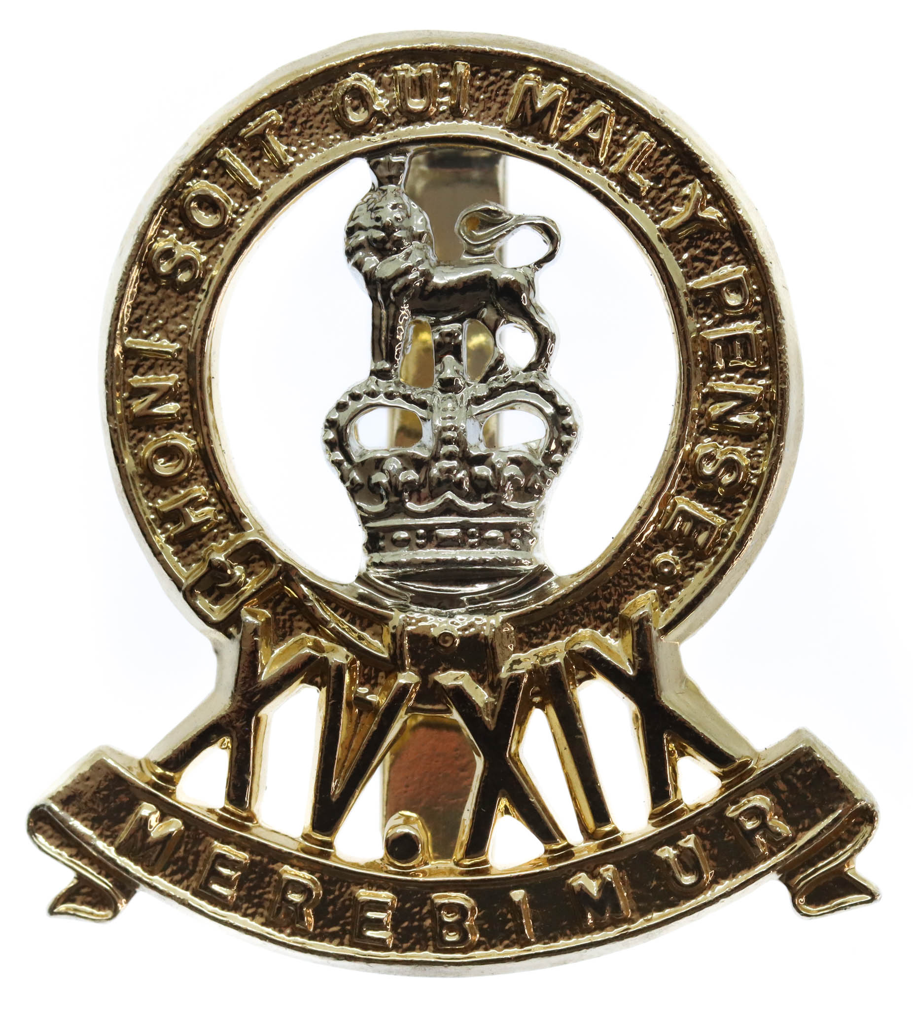 15th/19th Hussars Anodised (Staybrite) Cap Badge