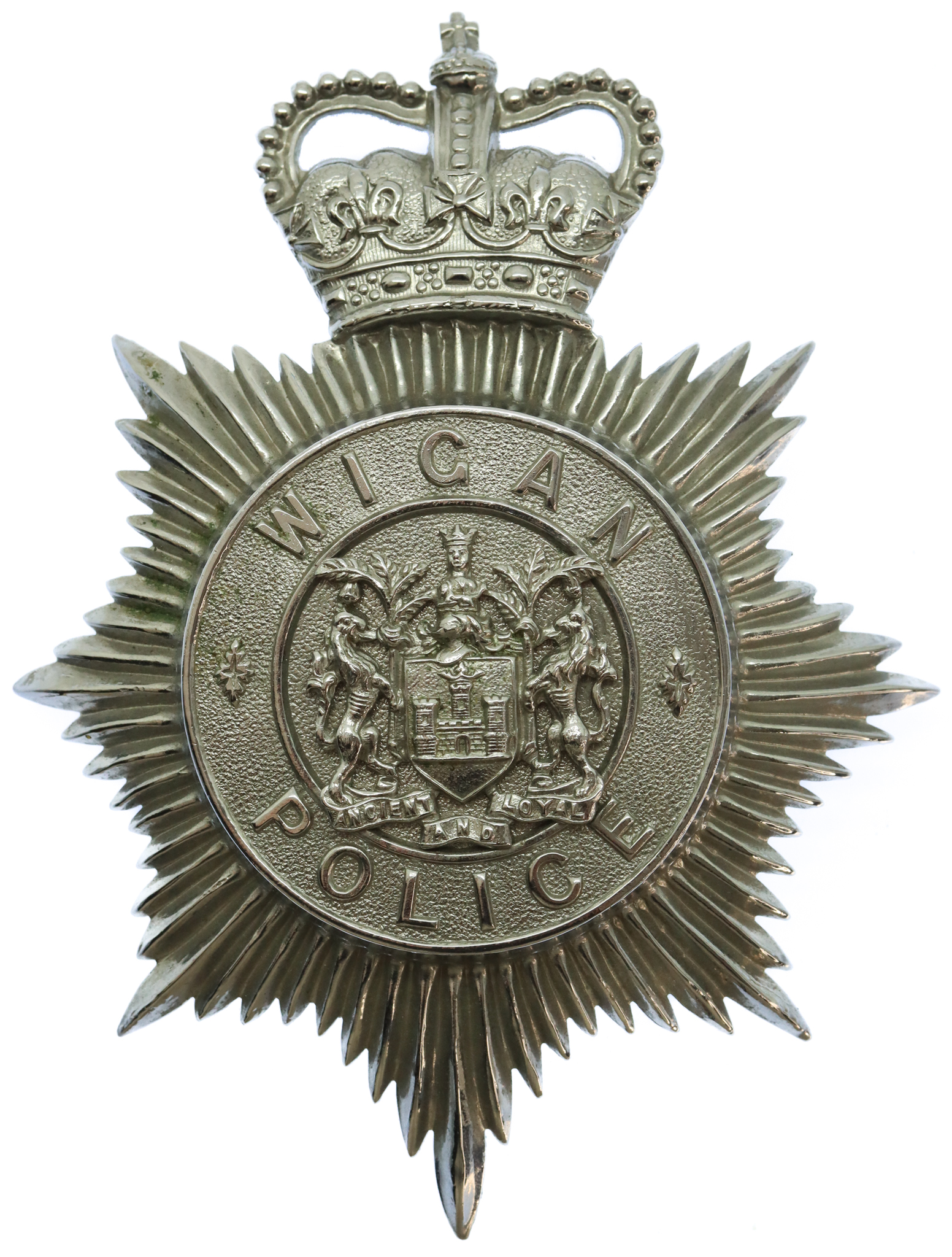 Wigan Borough Police Helmet Plate - Queen's Crown