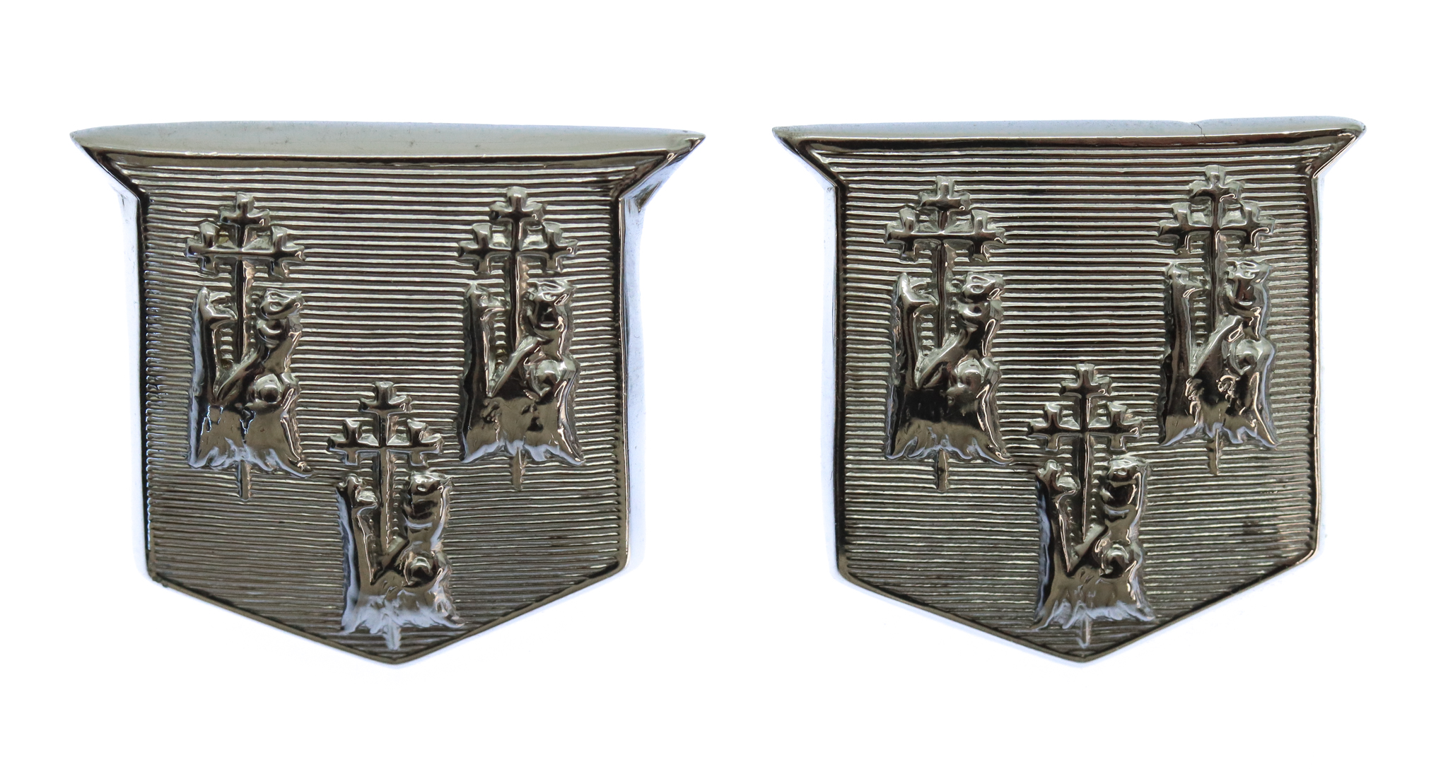 Pair of King's Lynn Borough Police Chrome Collar Badges