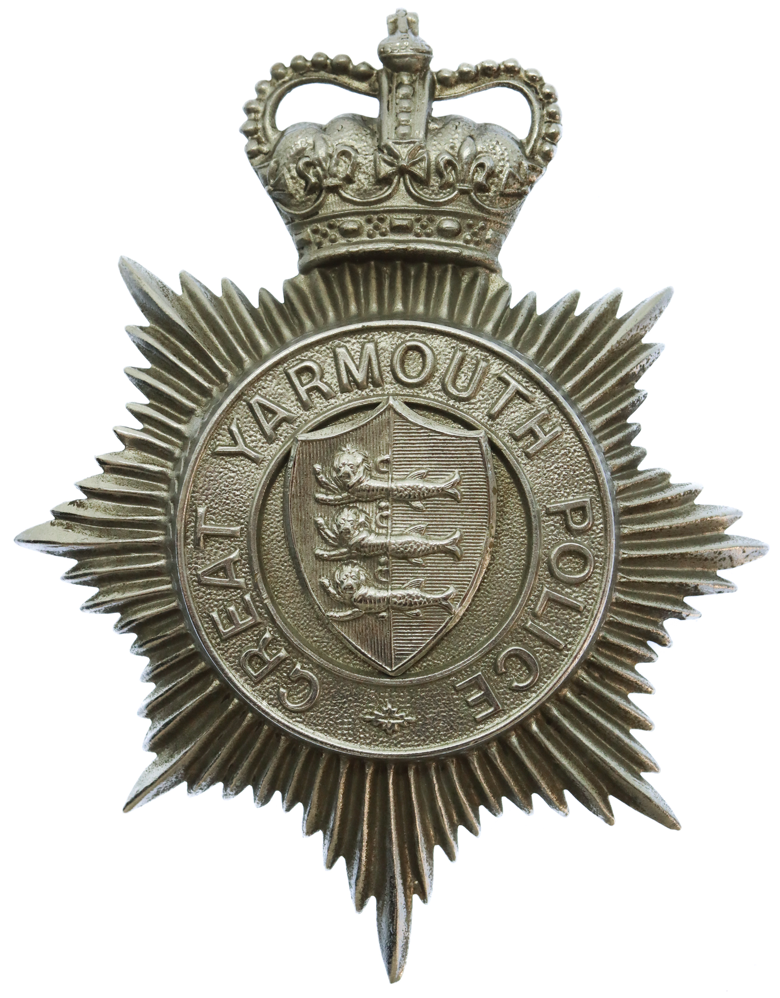 Great Yarmouth Police Helmet Plate - Queen's Crown