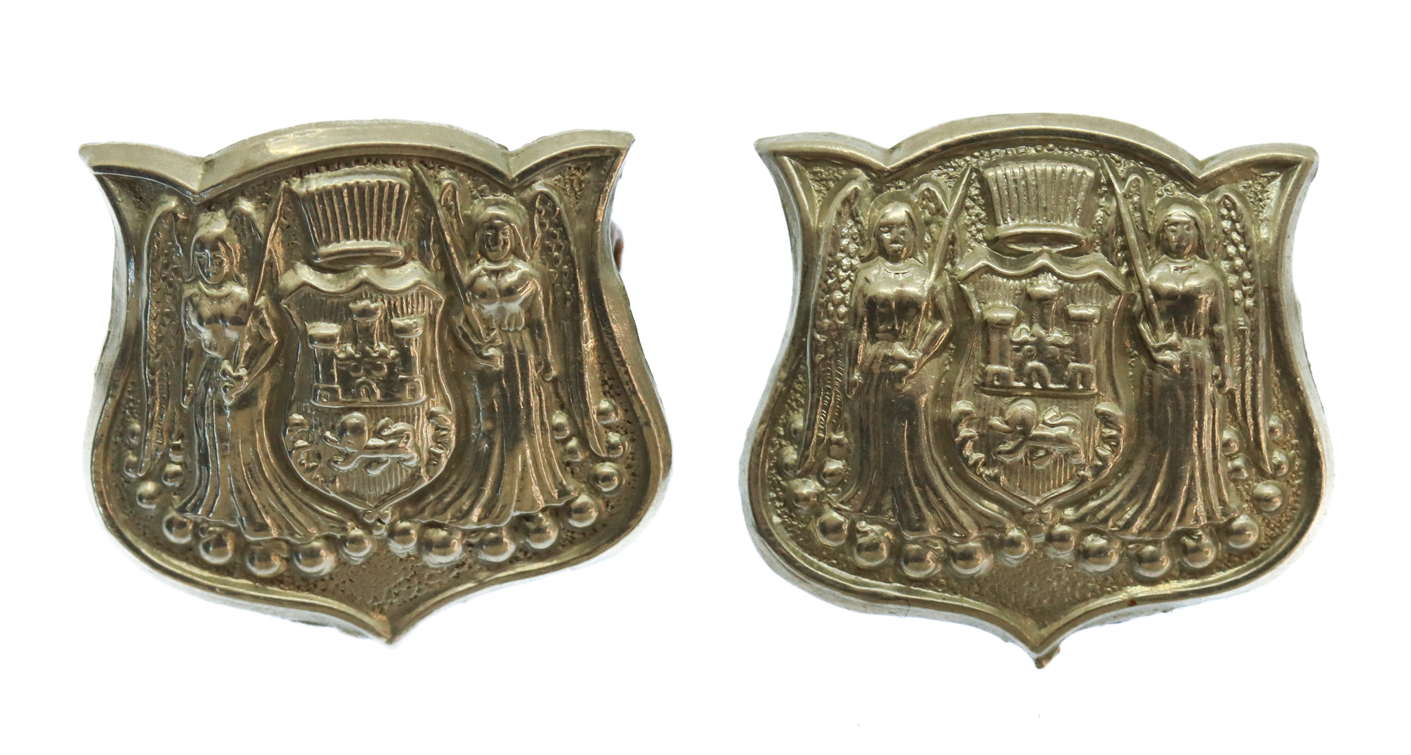 Pair of Norwich City Police White Metal Collar Badges