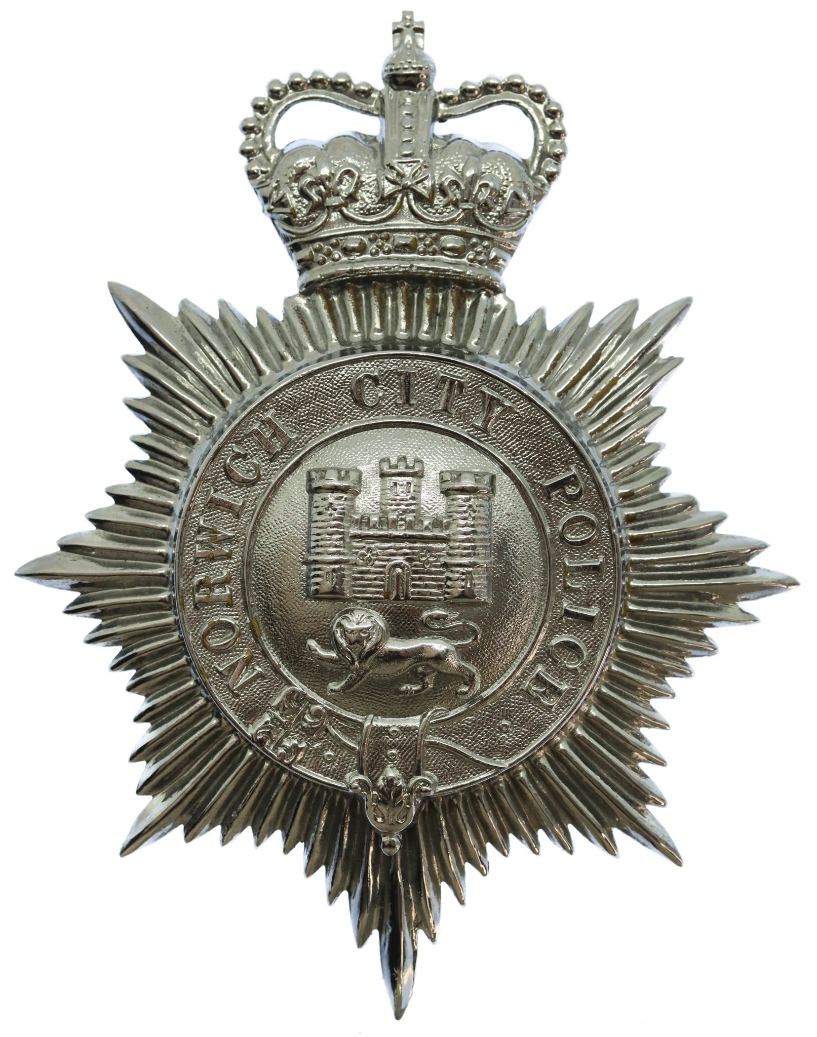Norwich City Police Helmet Plate - Queen's Crown