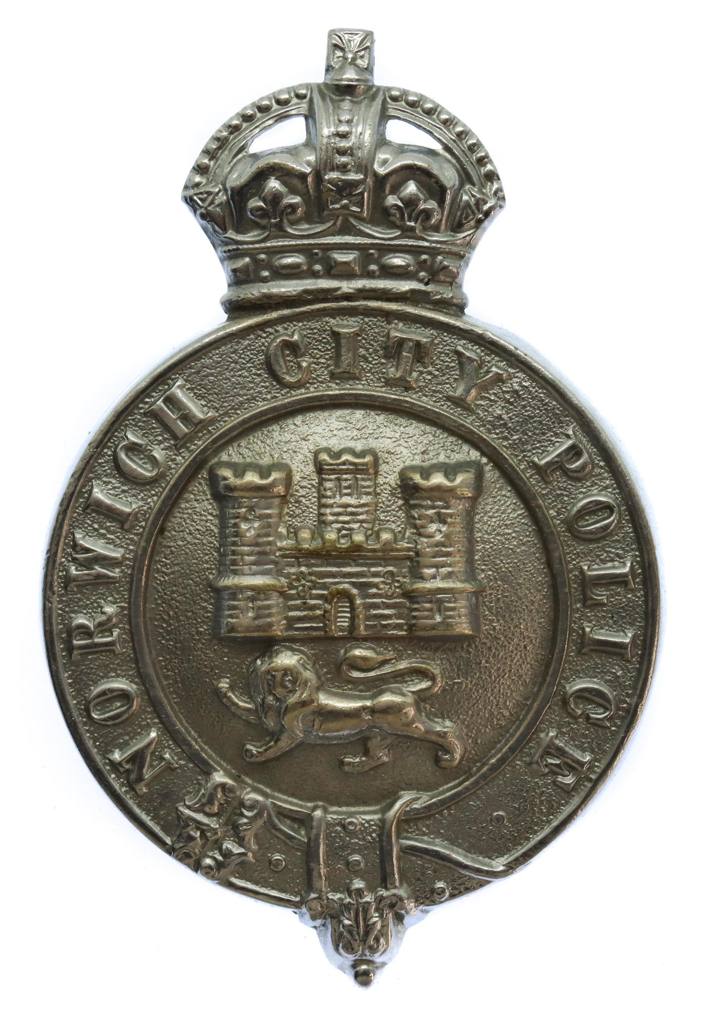 Norwich City Police Chrome Helmet Plate - King's Crown