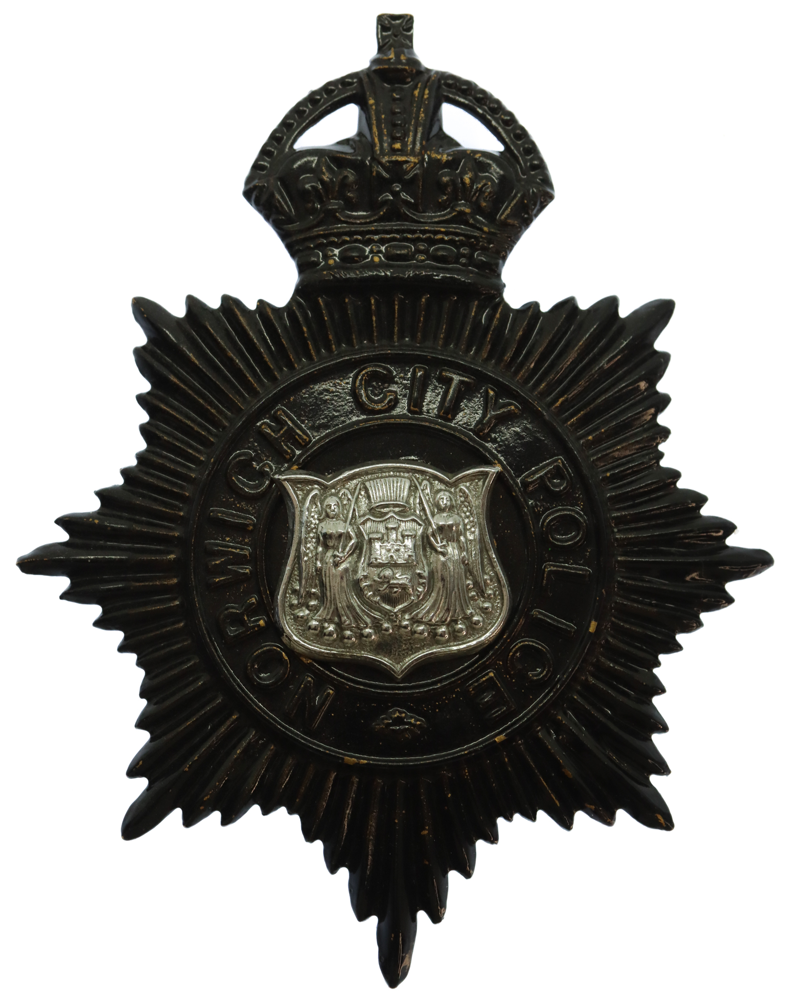 Norwich City Police Night Helmet Plate - King's Crown