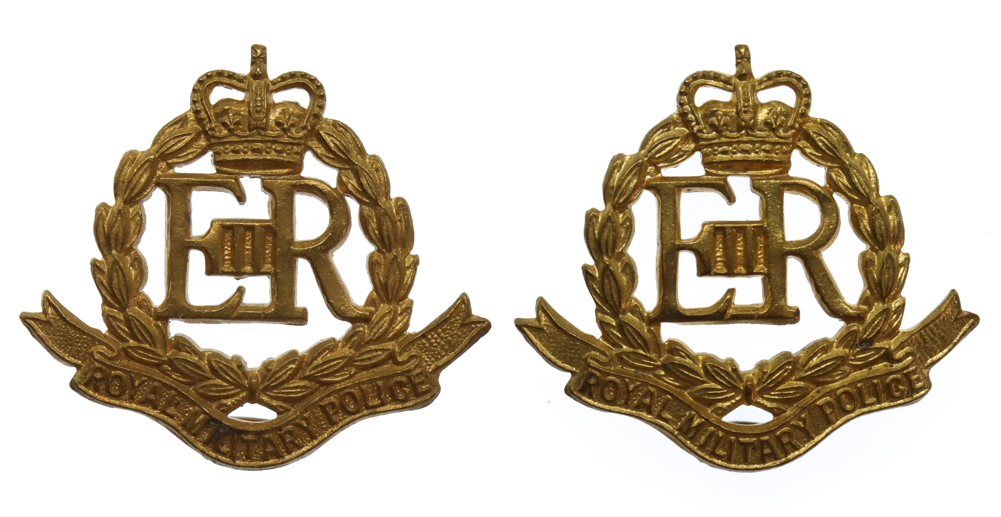 Pair of Royal Military Police (R.M.P.) Collar Badges - Queen's Crown