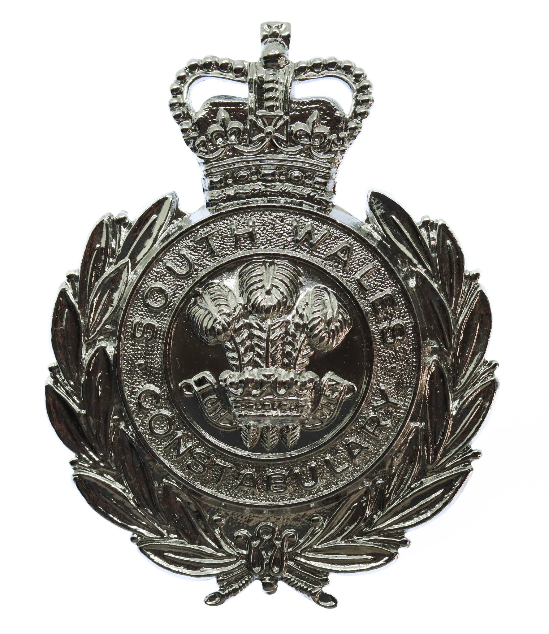 South Wales Constabulary Wreath Cap Badge - Queen's Crown