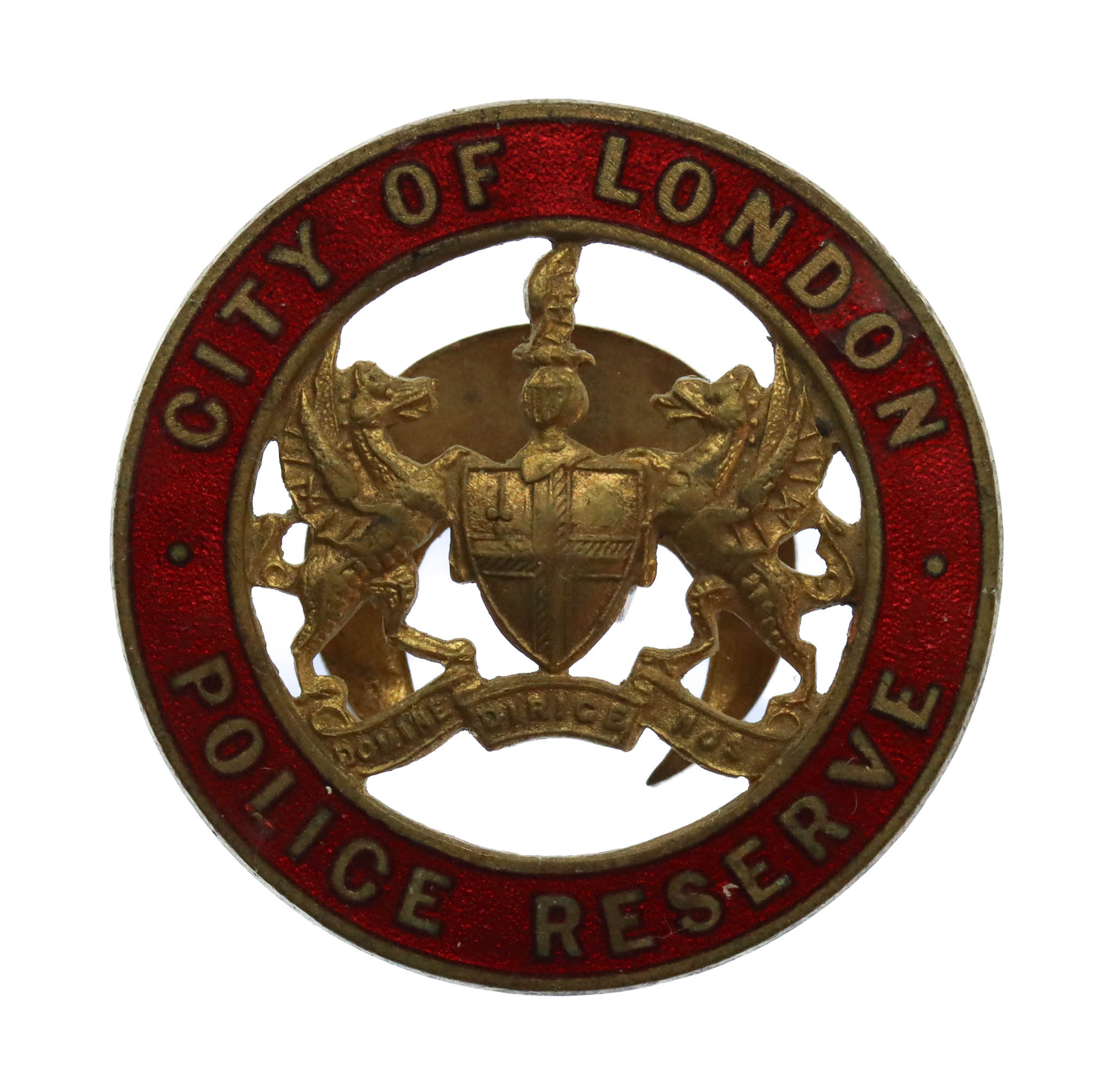 City of London Police Reserve Enamelled Lapel Badge (Red Enamel)