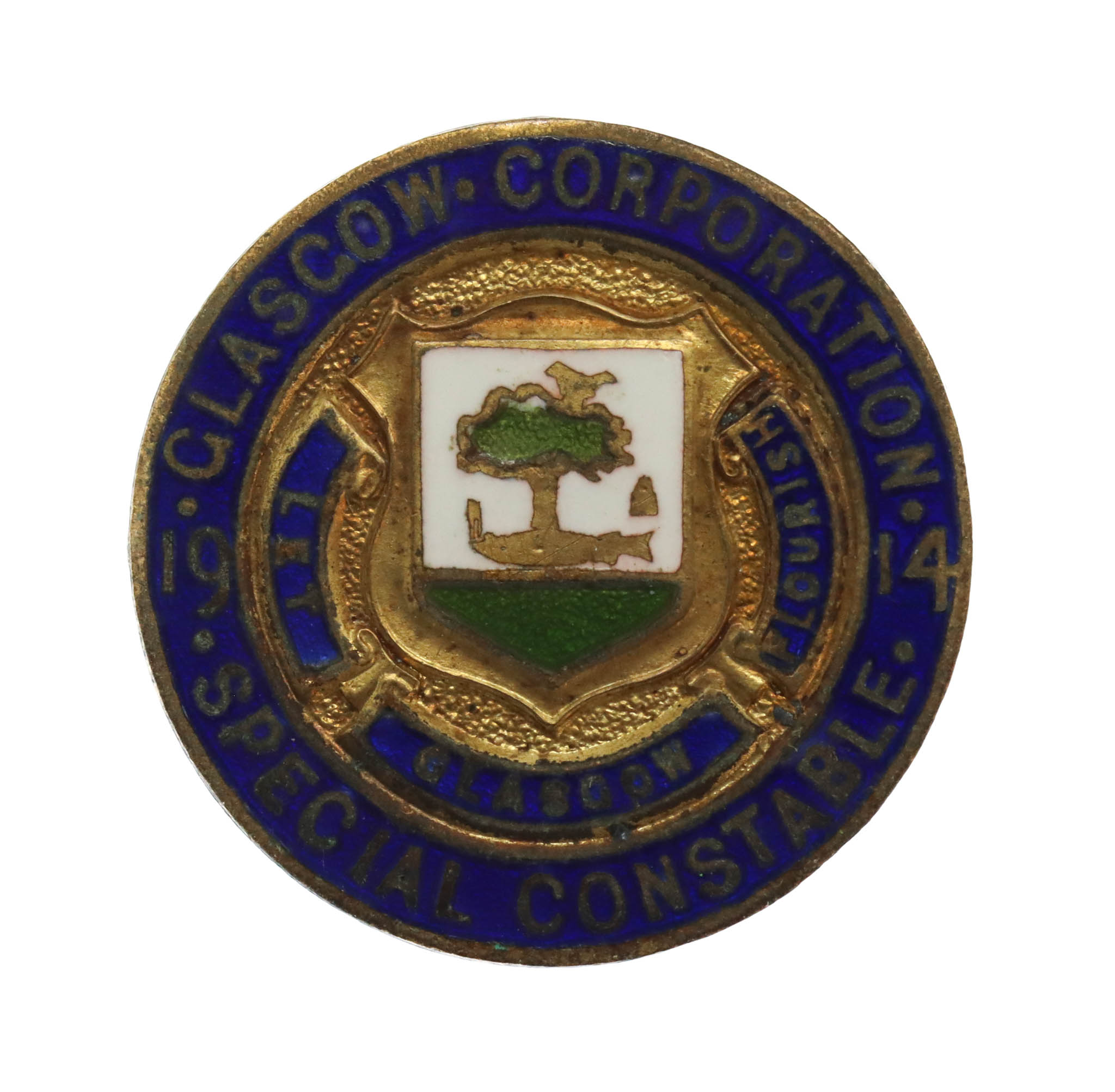 WW1 Glasgow Corporation Special Constable 1914 Enamelled Lapel Badge