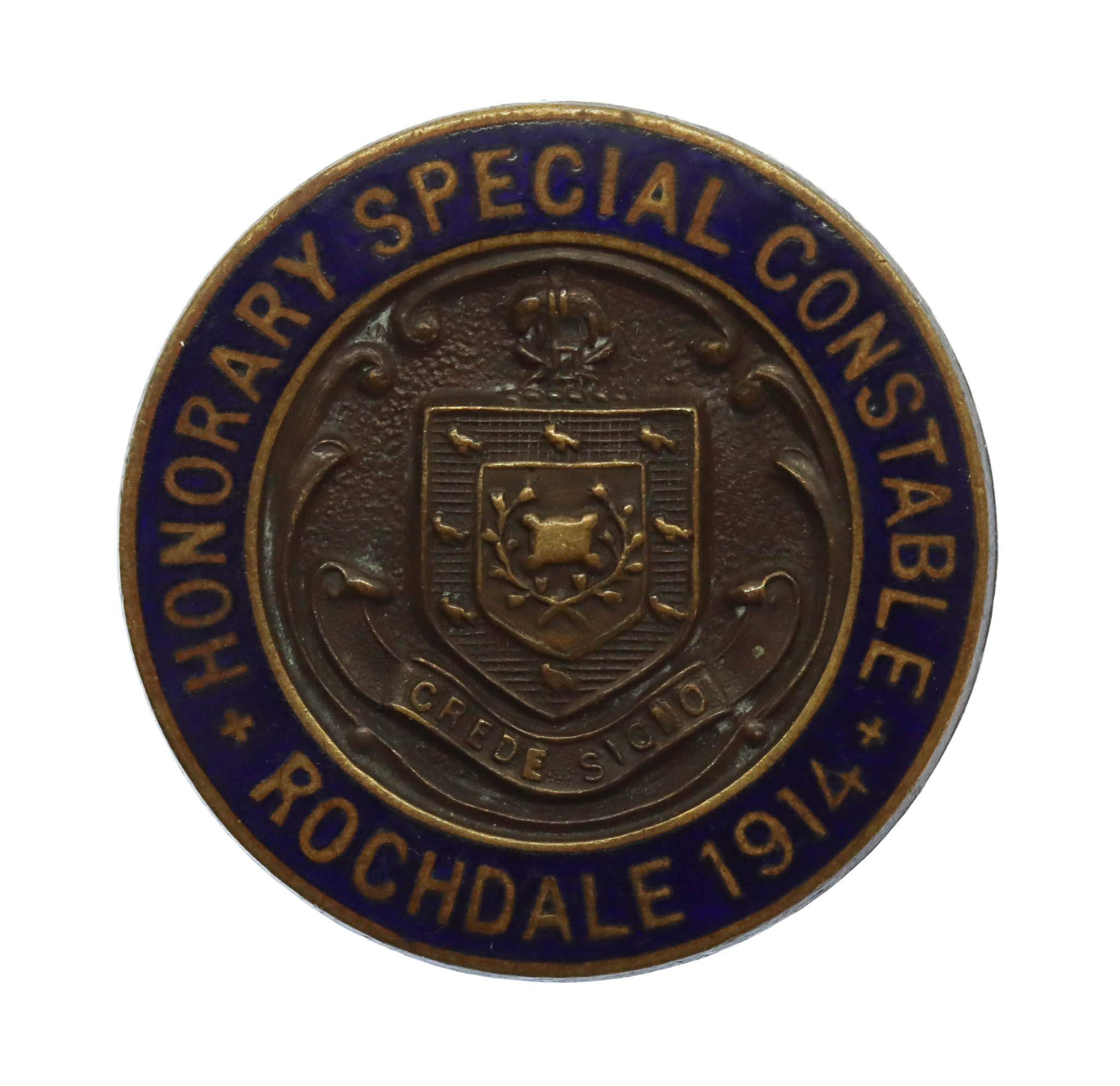 Rare WW1 Rochdale Honorary Special Constable 1914 Enamelled Lapel Badge