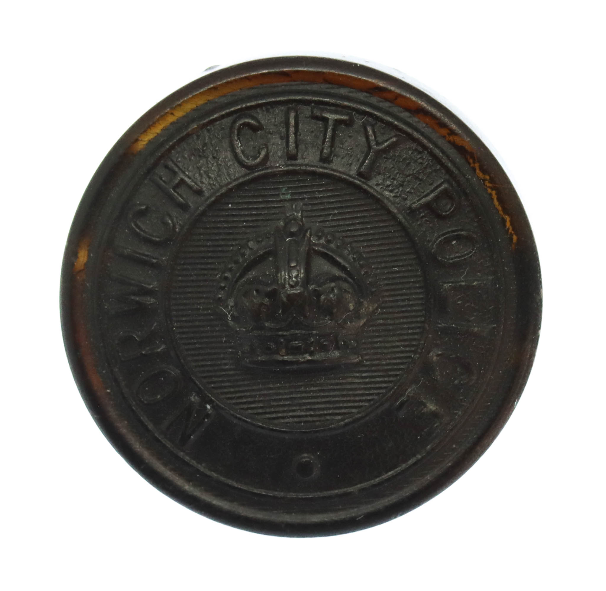 Norwich City Police Black Button - King's Crown (25mm)