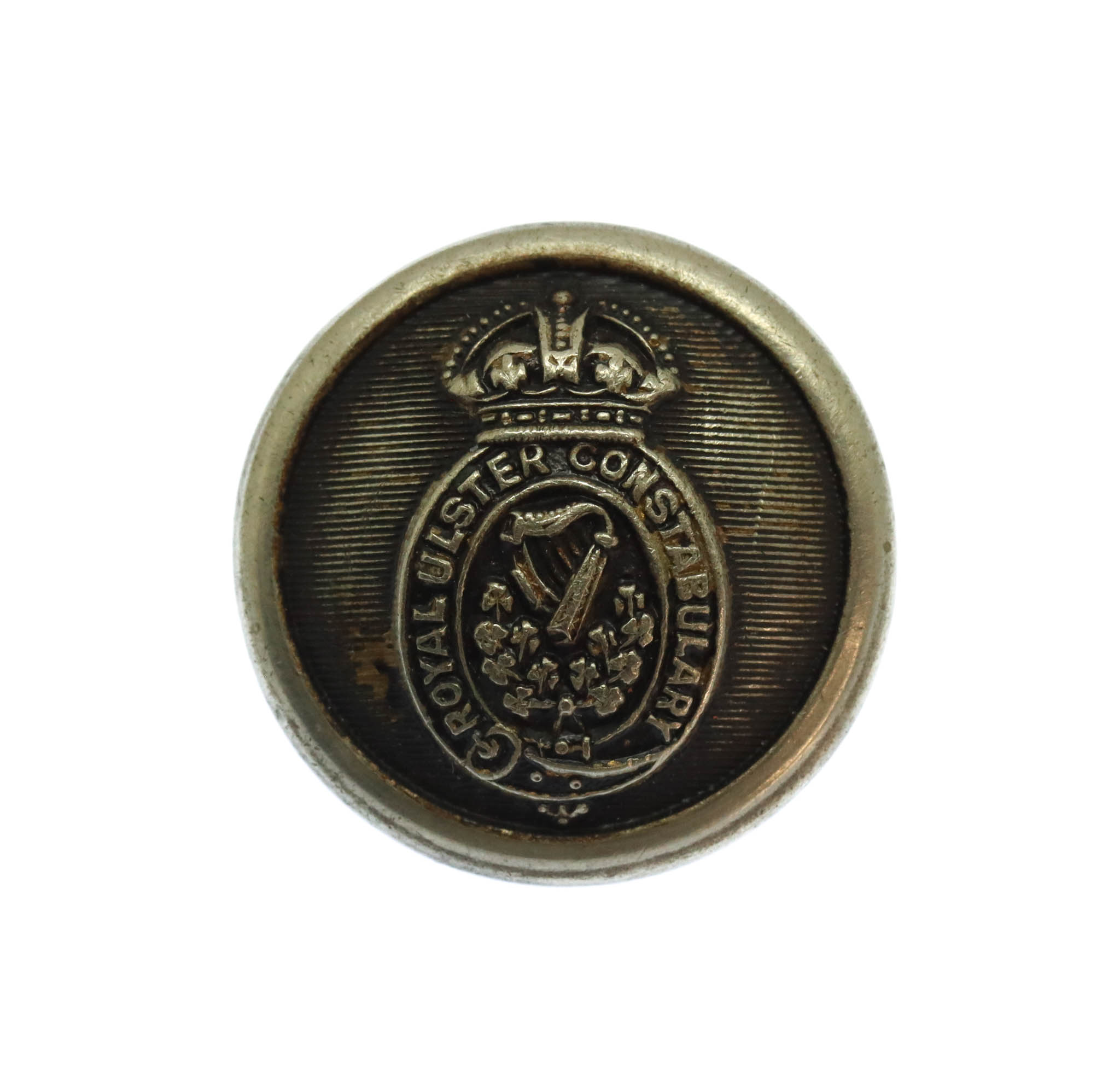 Royal Ulster Constabulary White Metal Button (22mm) - King's Crown