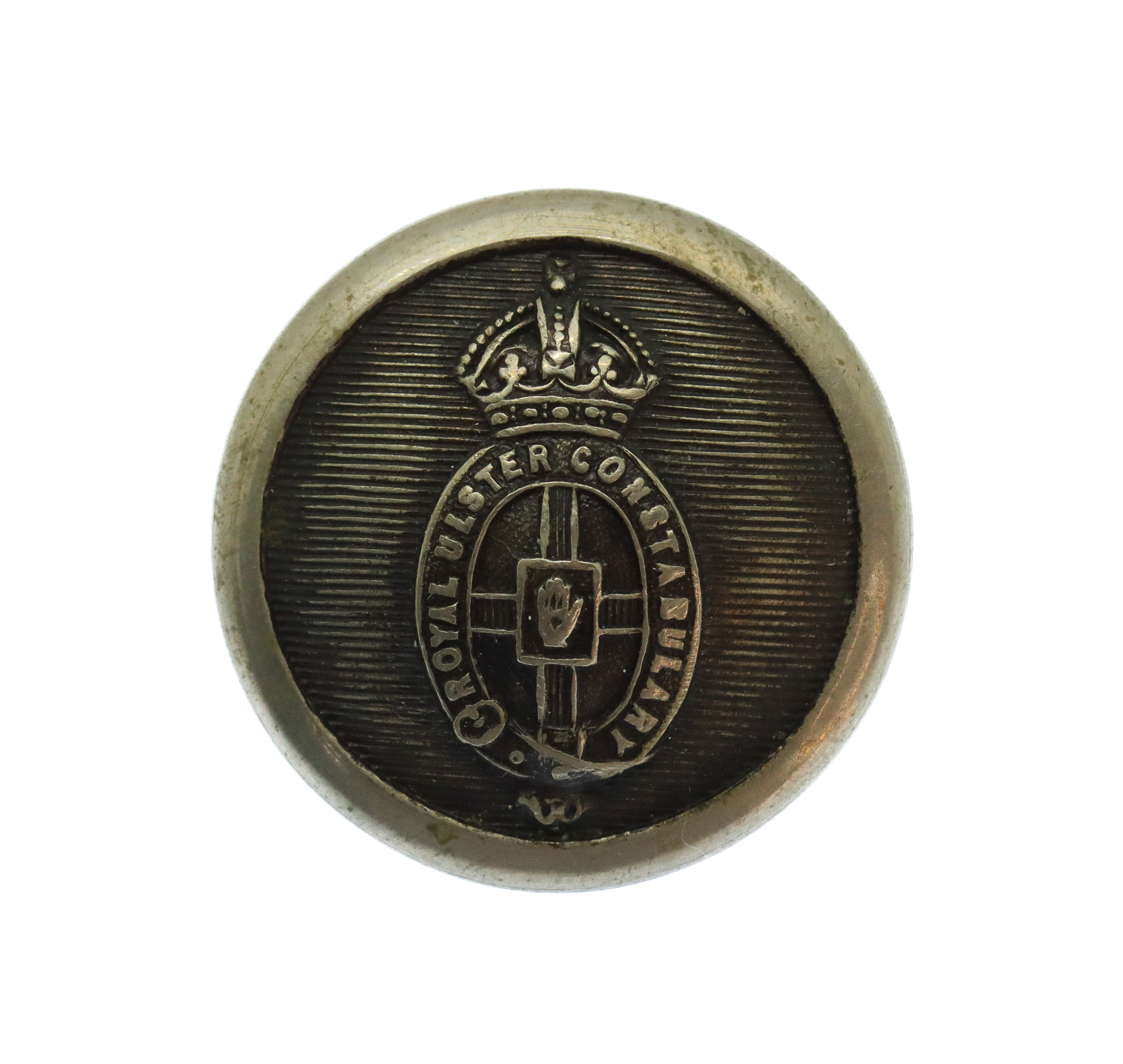 Royal Ulster Constabulary Transitional Hand on Cross White Metal Button c.1922-23 (23mm)