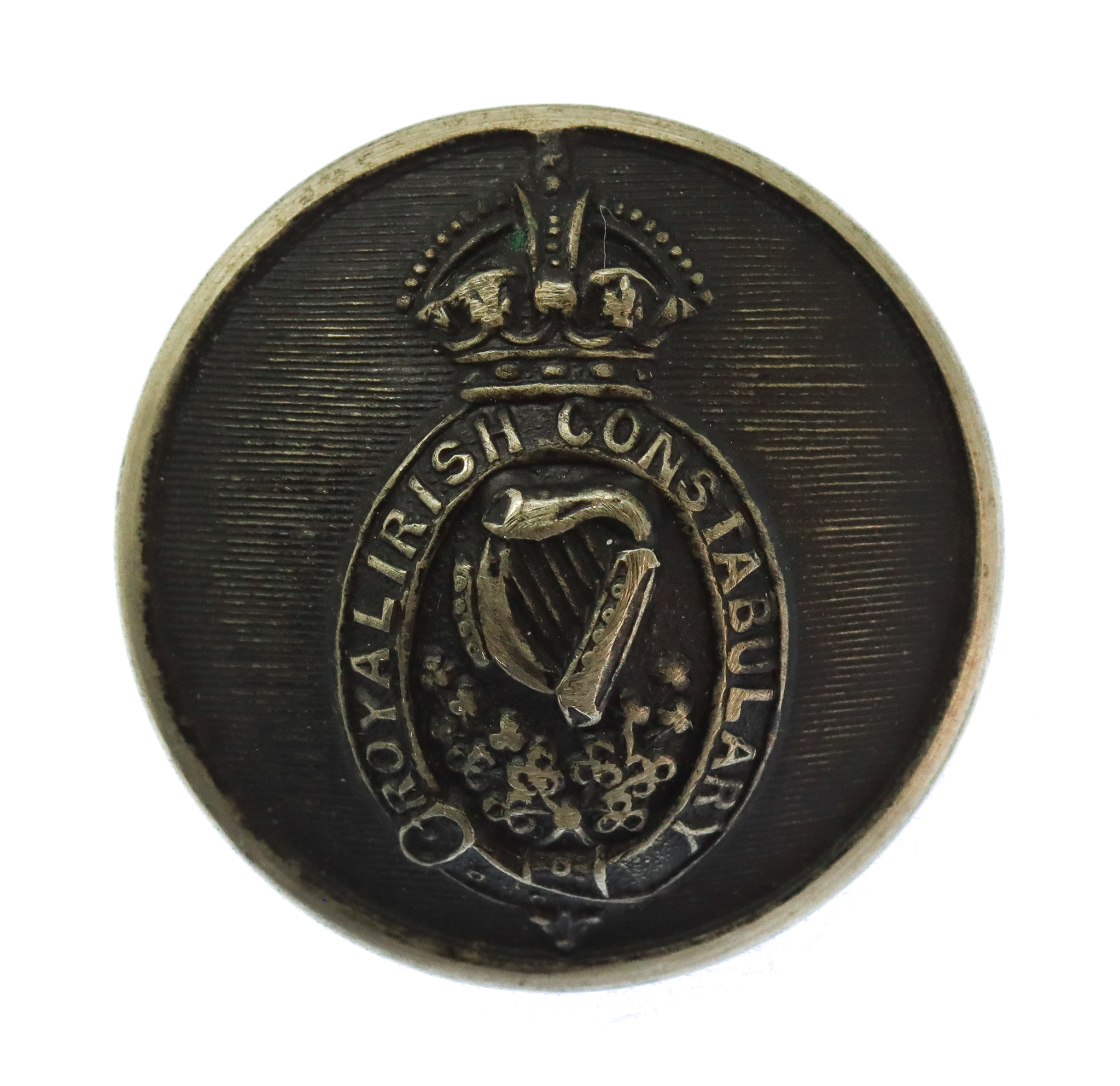 Royal Irish Constabulary White Metal Button - King's Crown (c.1902-1922) (27mm)