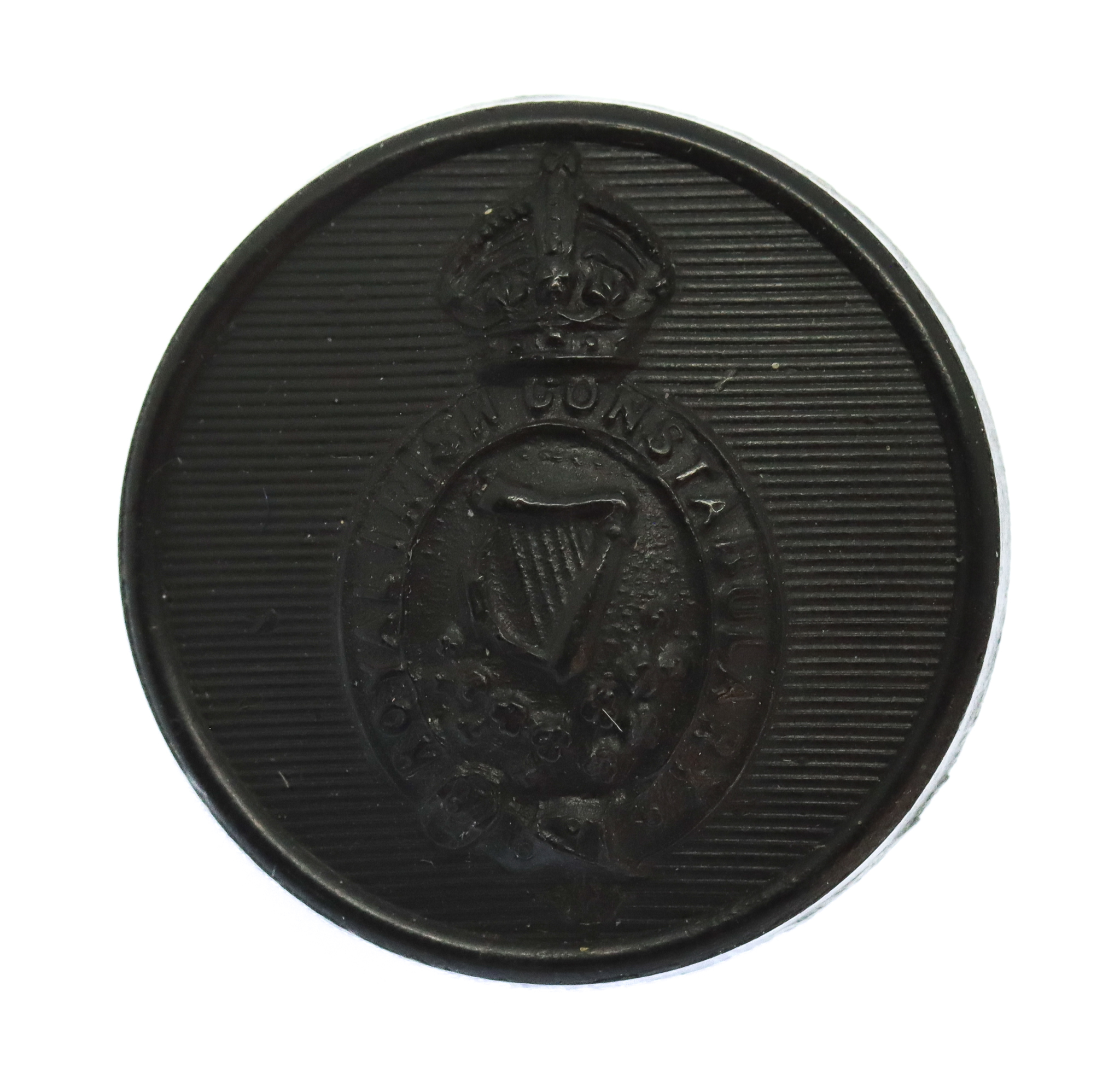 Royal Irish Constabulary Black Button - King's Crown (c.1902-1922) (25mm)