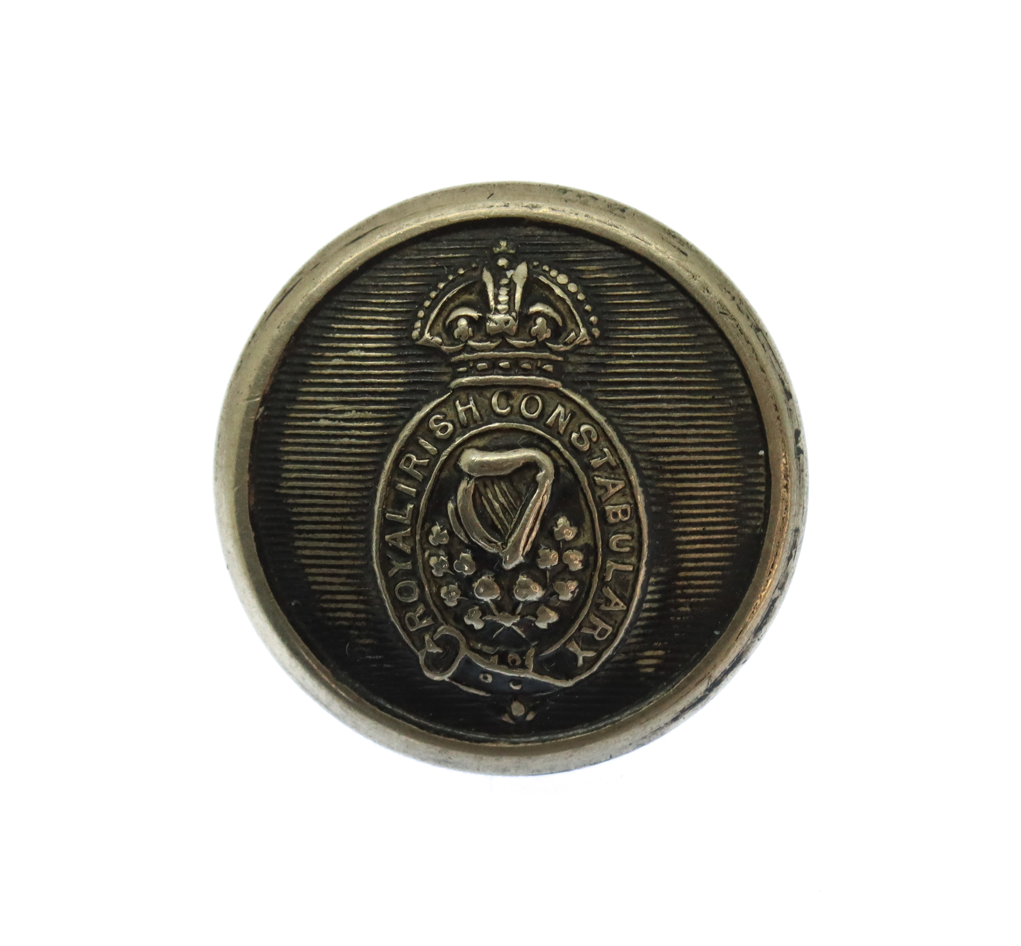 Royal Irish Constabulary White Metal Button - King's Crown (c.1902-1922) (21mm)