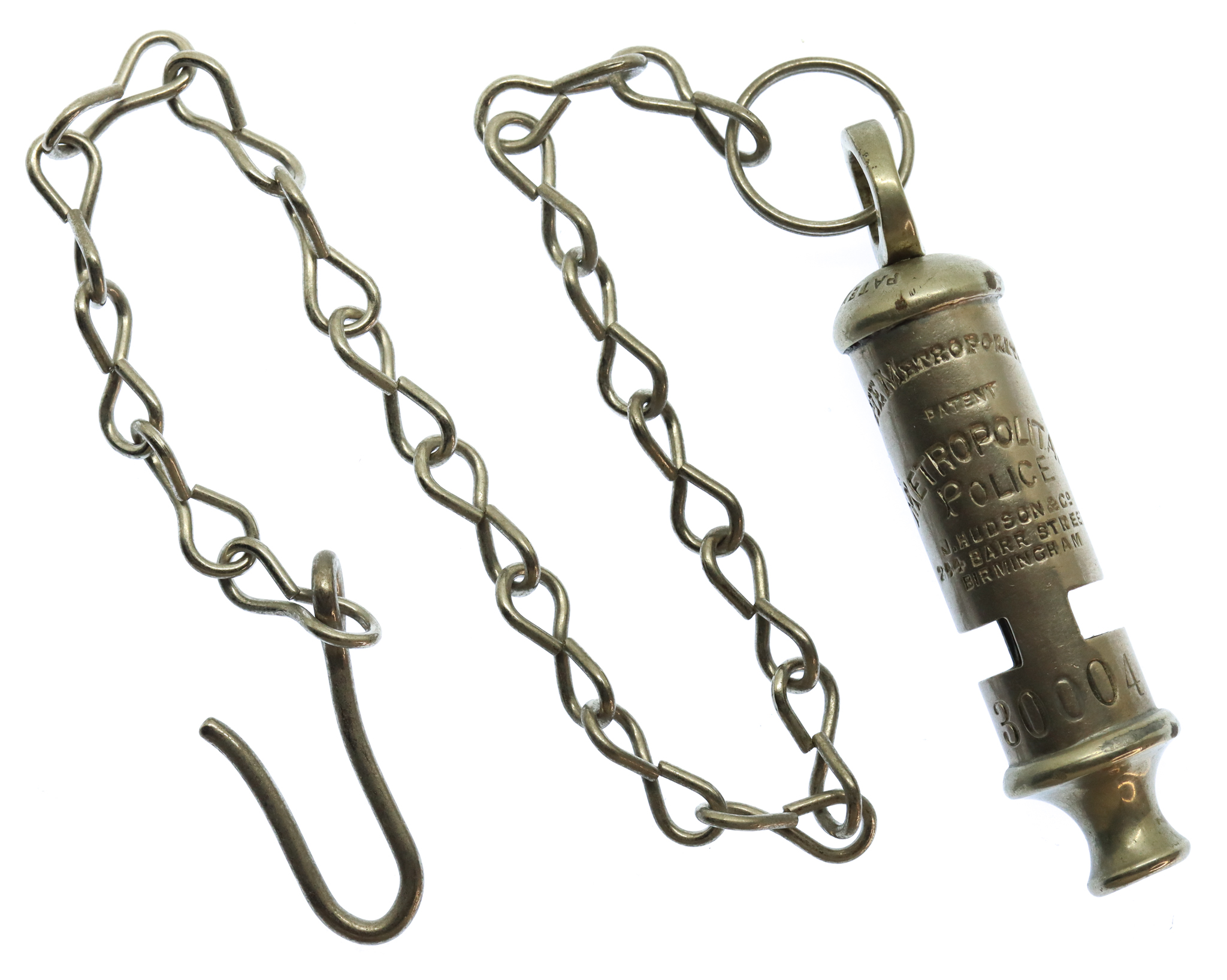 Metropolitan Police 'The Metropolitan' Patent Numbered Whistle & Chain.