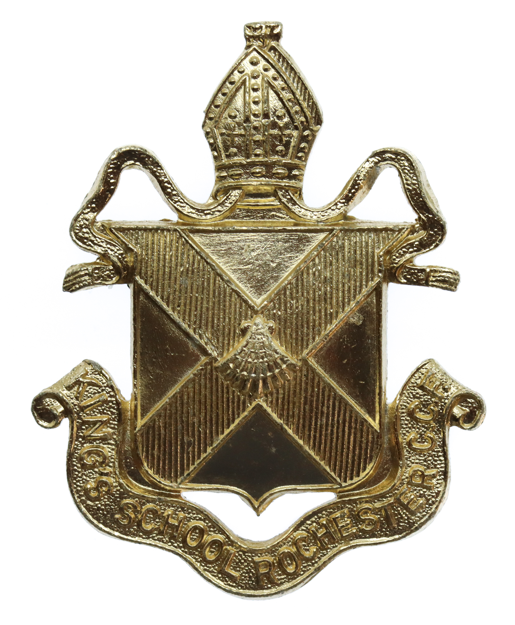 King's School Rochester C.C.F. Anodised (Staybrite) Cap Badge
