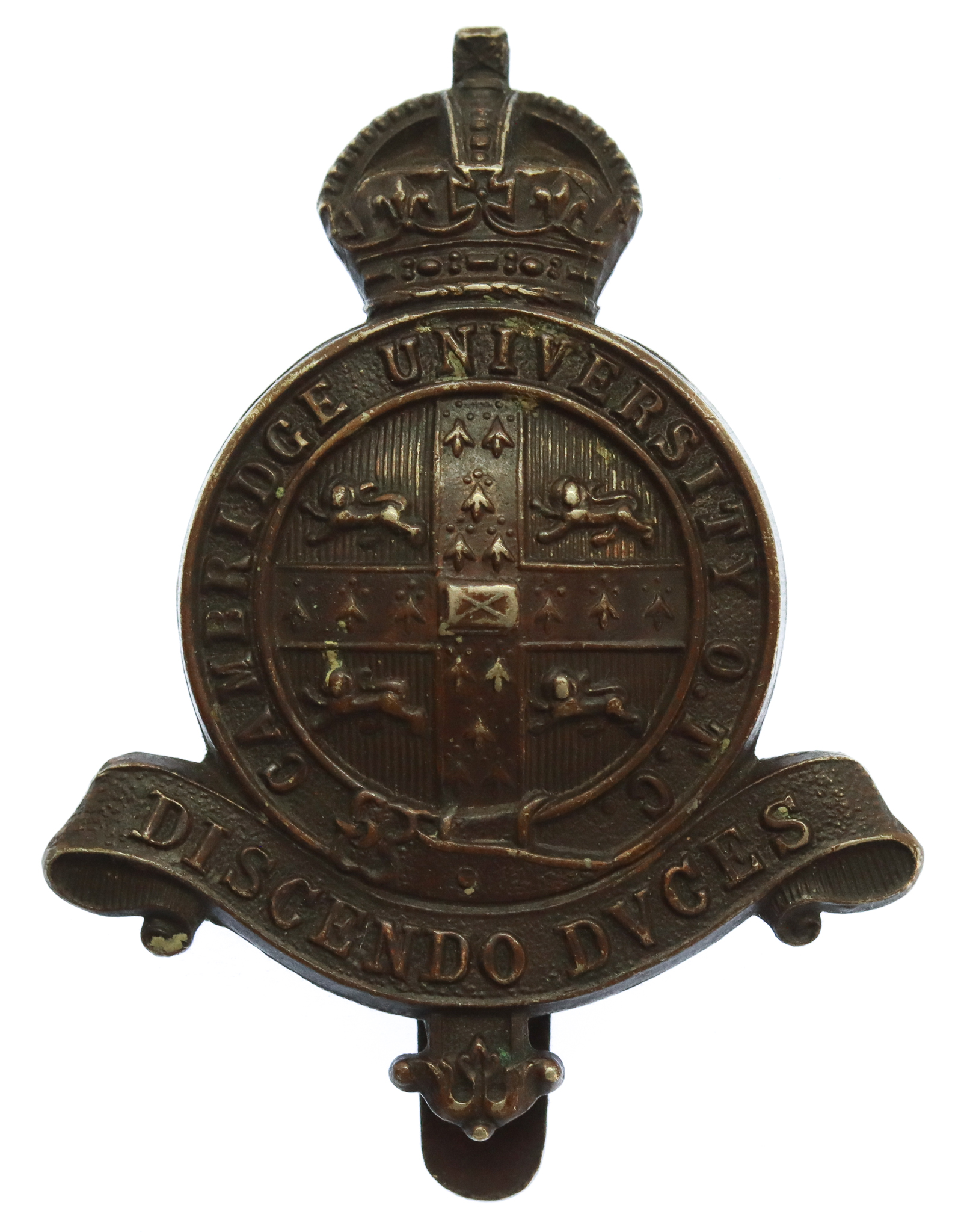Cambridge University O.T.C. Bronze Cap Badge - King's Crown