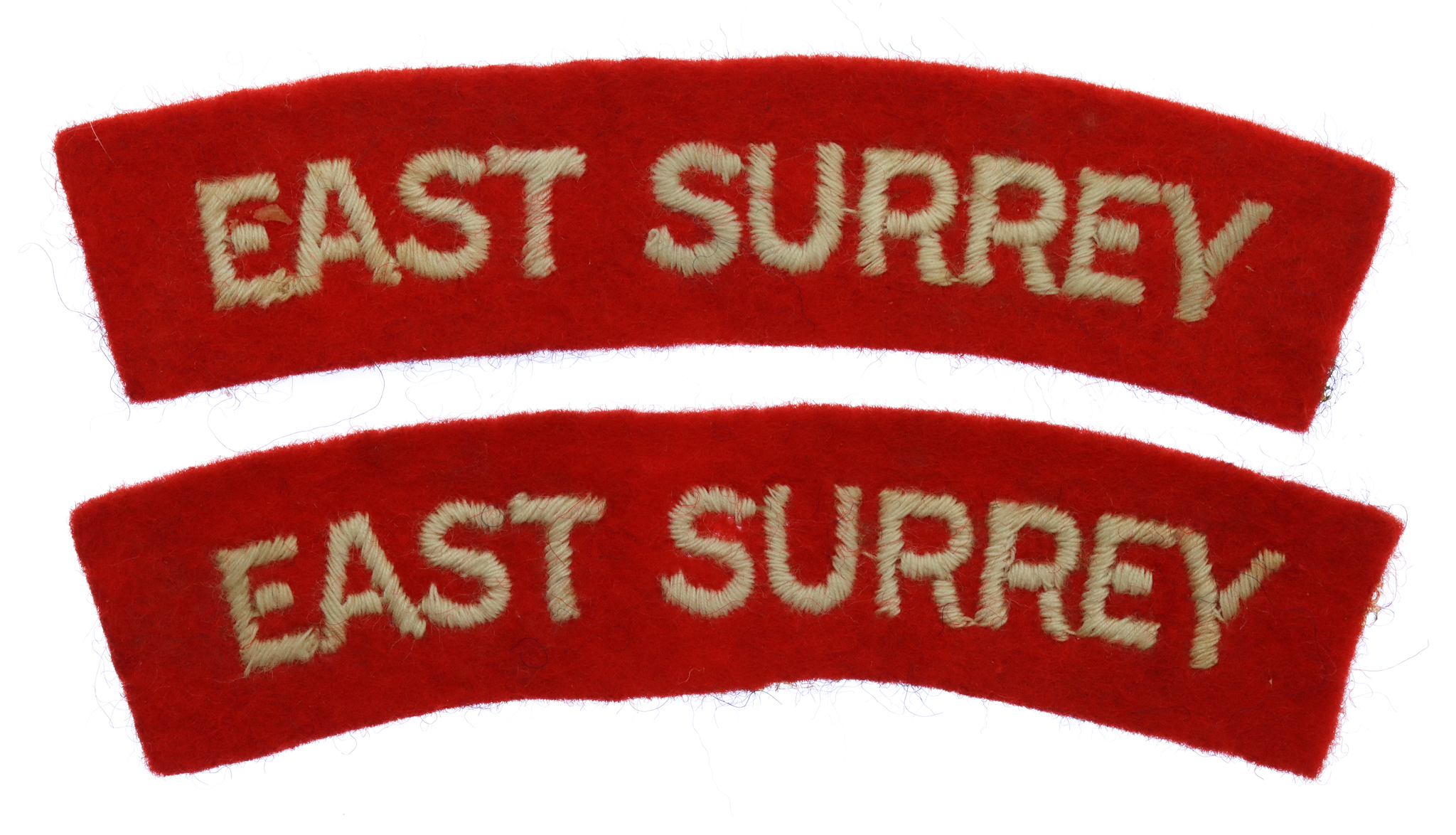 Pair of East Surrey Regiment (EAST SURREY) Cloth Shoulder Titles