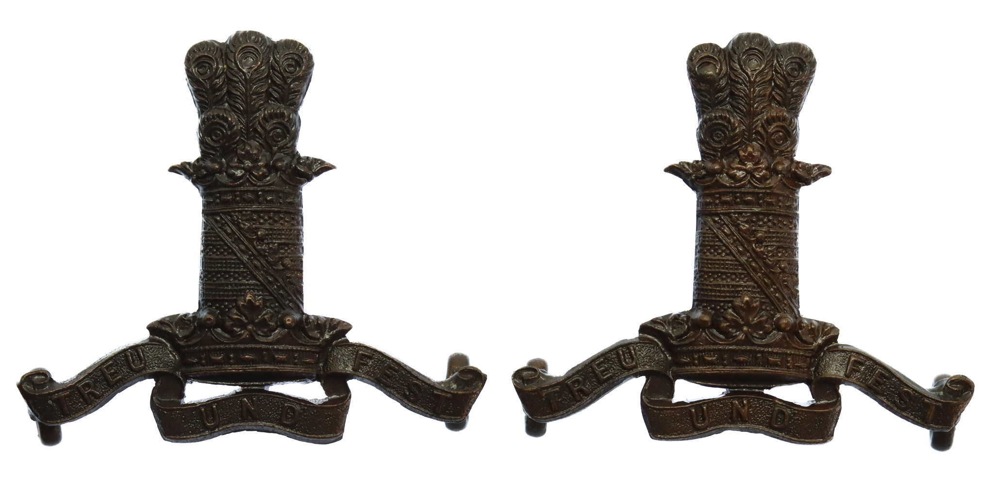 Pair of 11th Hussars (Prince Albert's Own) Officer's Service Dress Collar Badges
