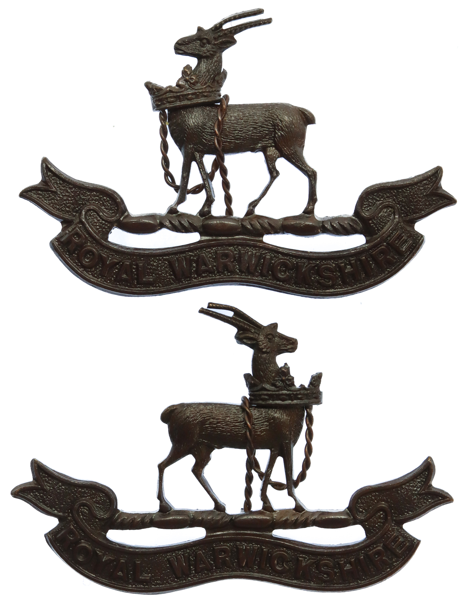 Pair of Royal Warwickshire Regiment Officer's Service Dress Collar Badges