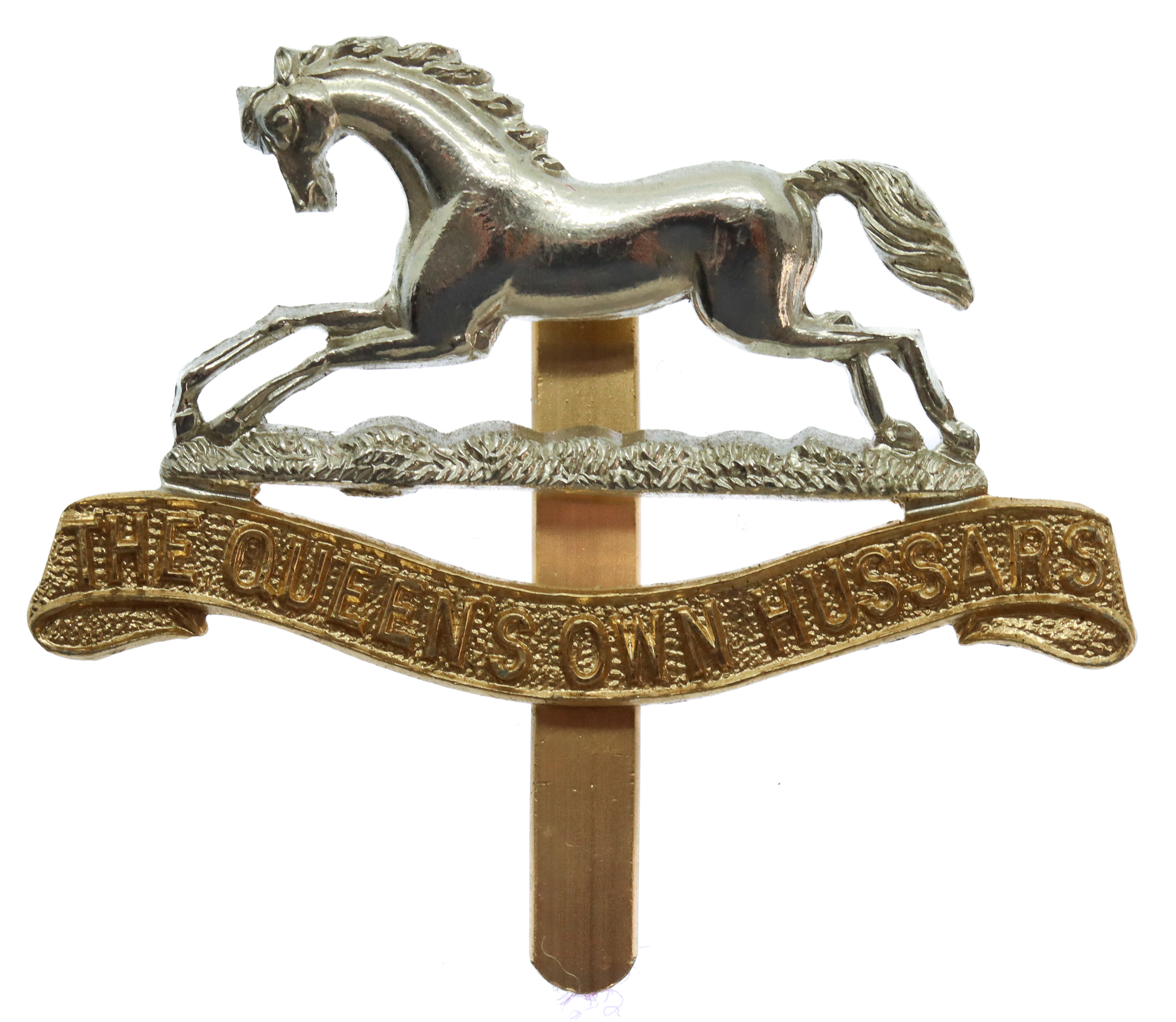 Queen's Own Hussars Anodised (Staybrite) Cap Badge