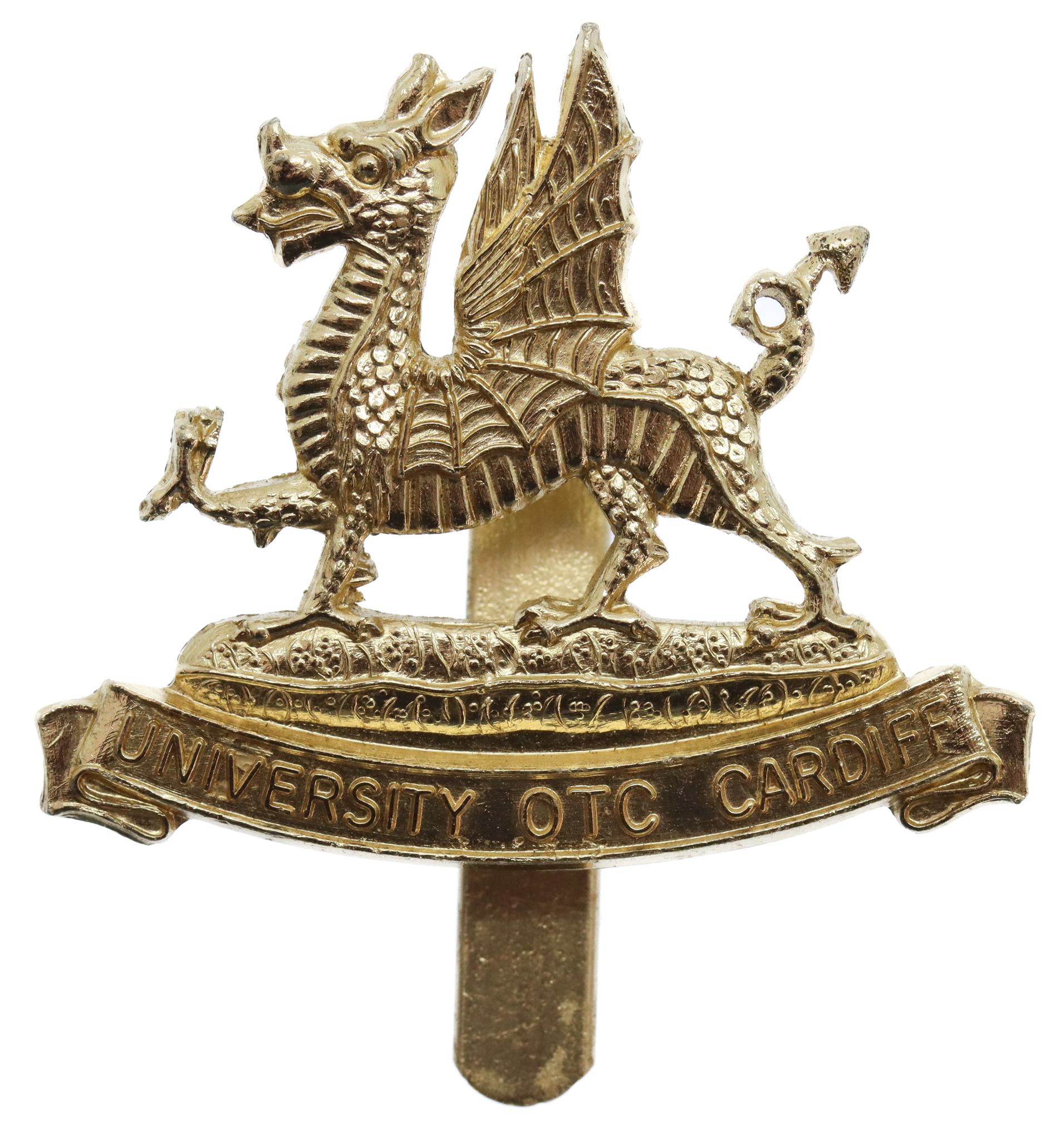 University of Cardiff O.T.C. Anodised (Staybrite) Cap Badge