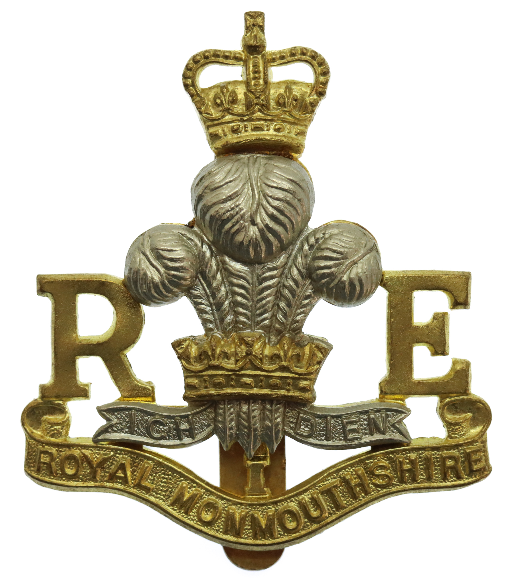 Royal Monmouthshire Royal Engineers Bi-Metal Cap Badge - Queen's Crown
