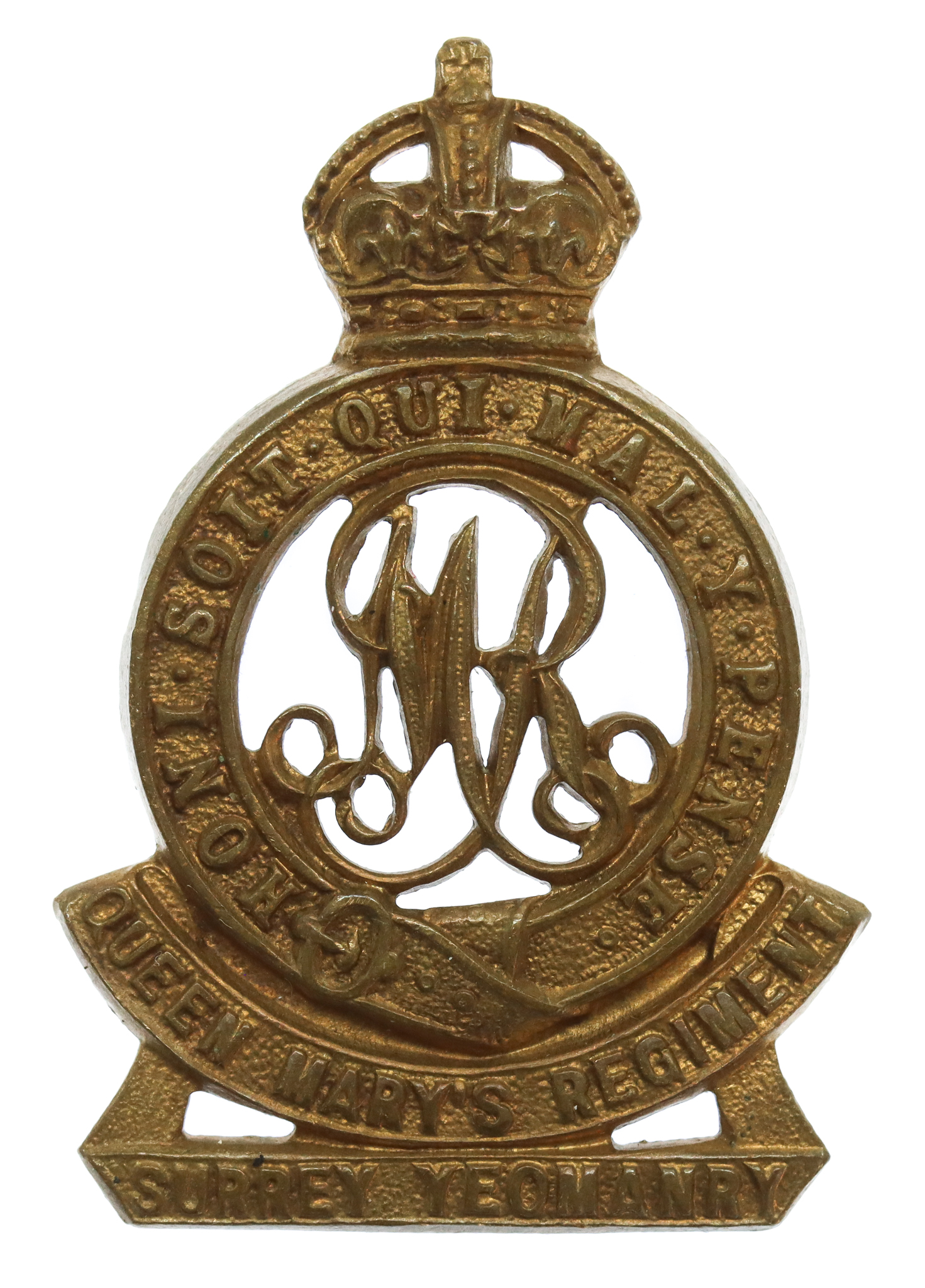 Surrey Yeomanry (Queen Mary's Regiment) Cap Badge - King's Crown