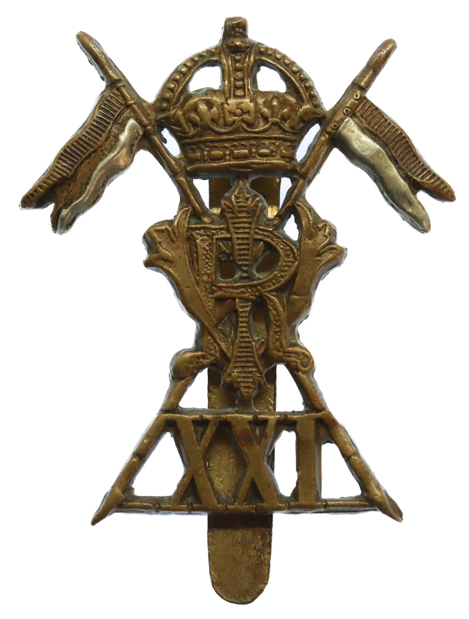 21st (Empress of India's) Lancers Cap Badge - King's Crown