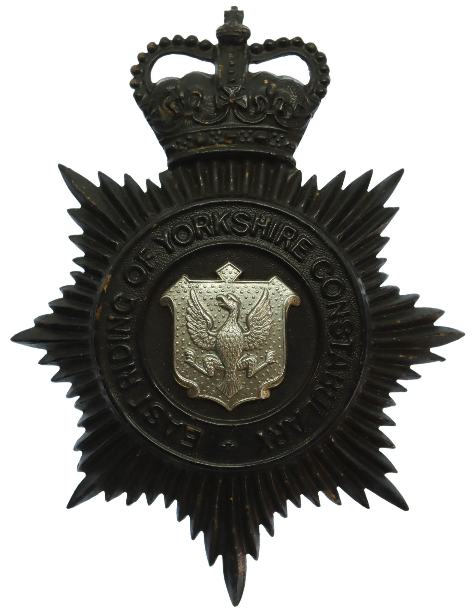 East Riding of Yorkshire Constabulary Night Helmet Plate - Queen's Crown