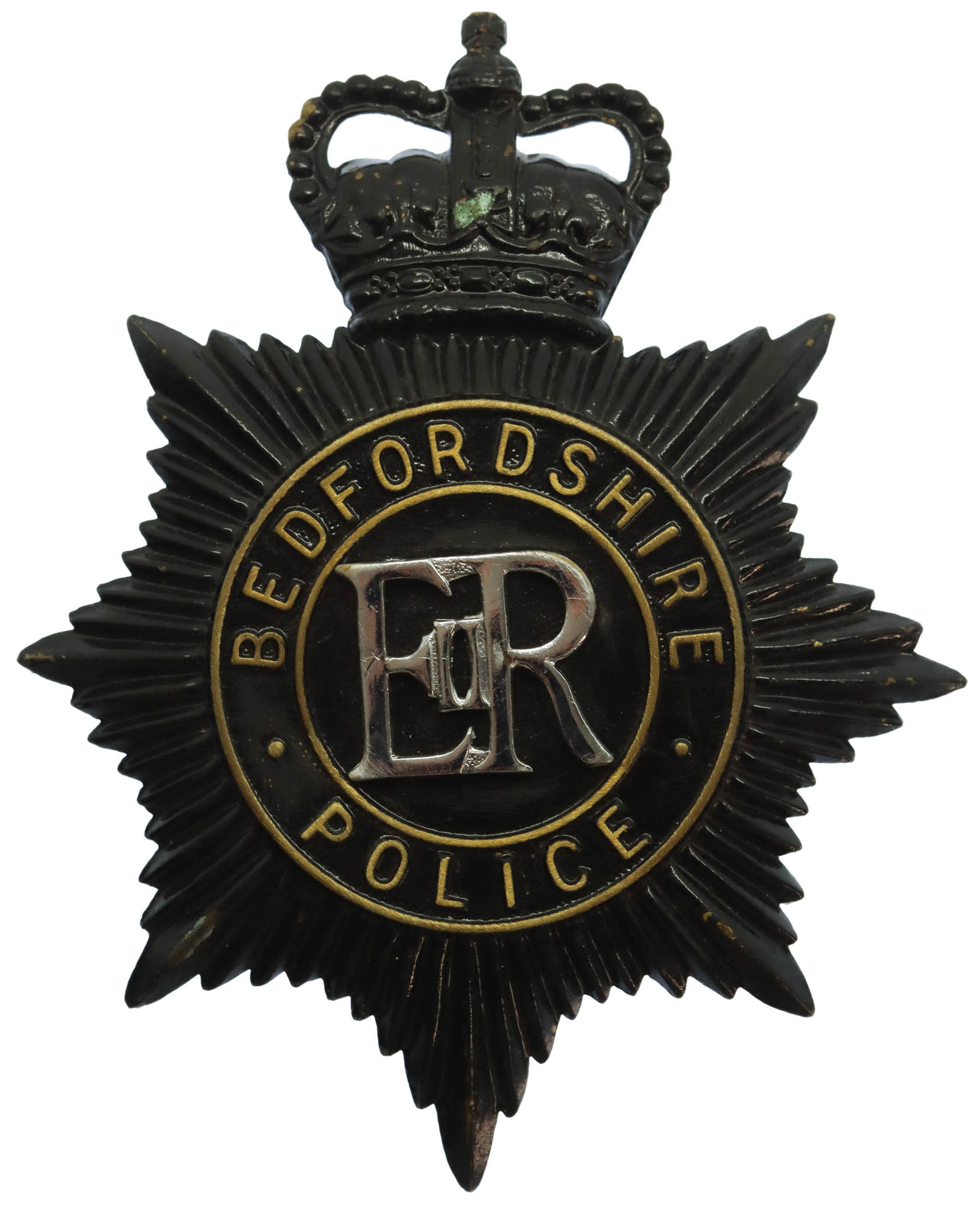 Bedfordshire Police Night Helmet Plate - Queen's Crown