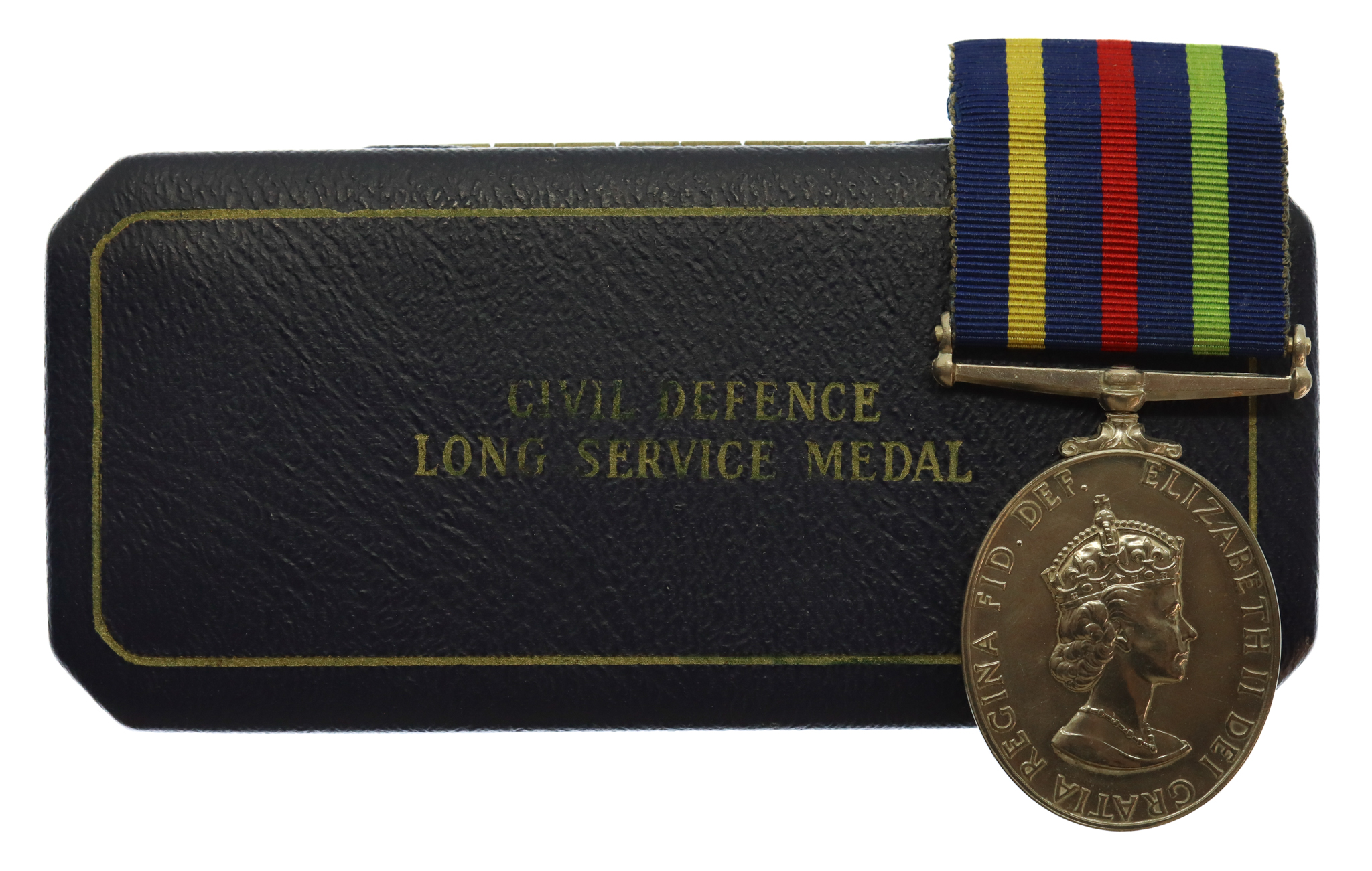EIIR Civil Defence Long Service Medal in Box - Unnamed