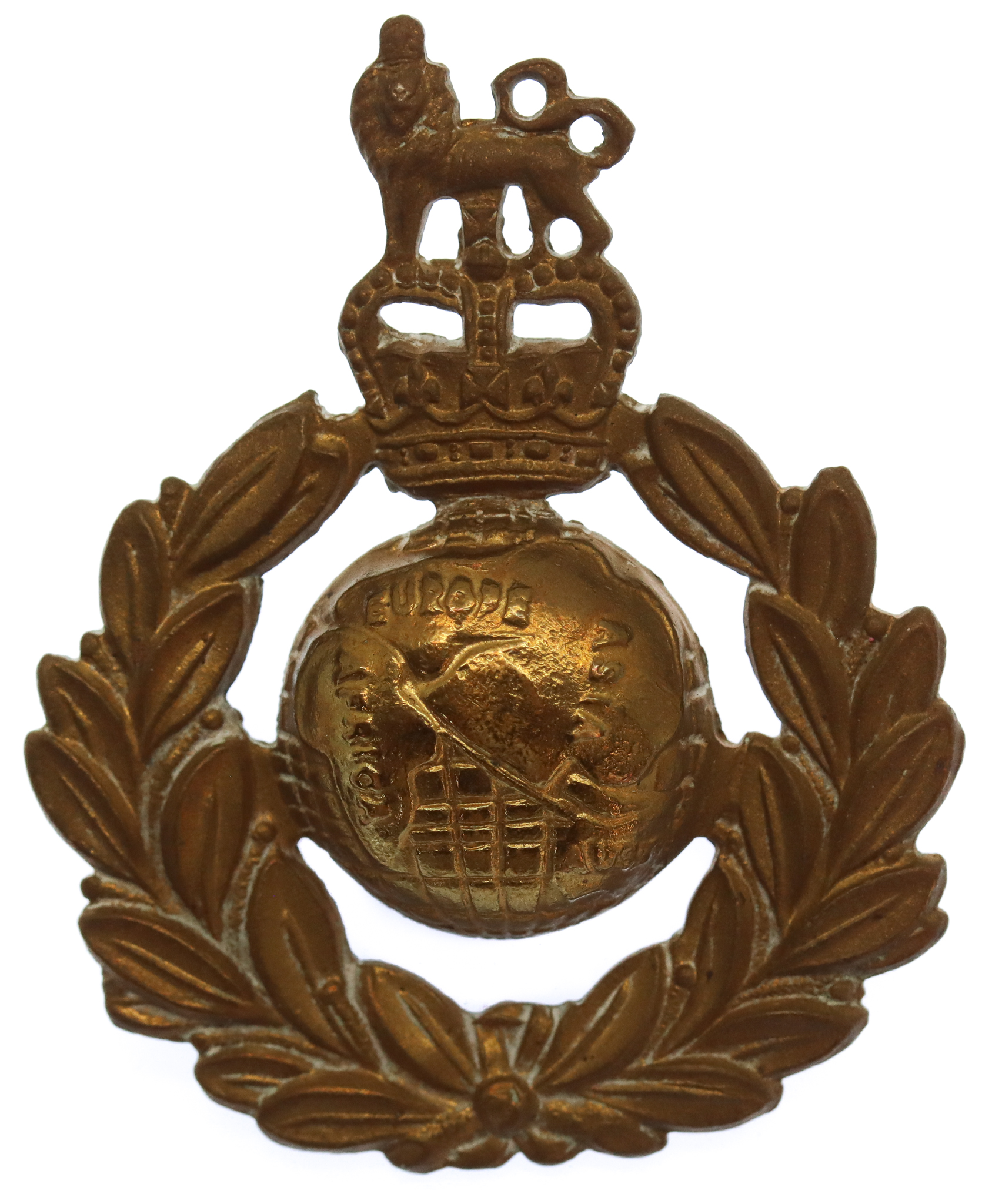 Royal Marines Brass Cap Badge - Queen's Crown 