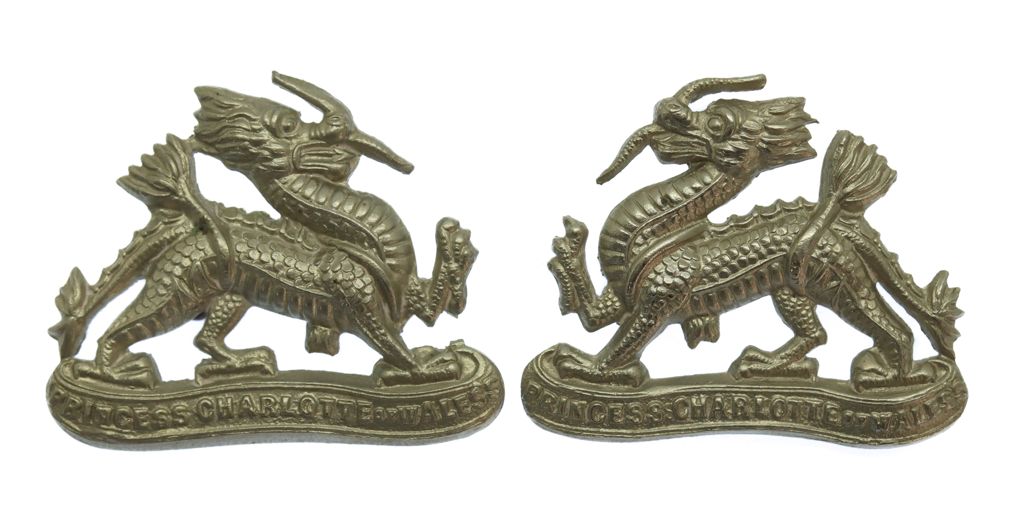 Pair of Royal Berkshire Regiment Volunteer Bns. White Metal Collar Badges