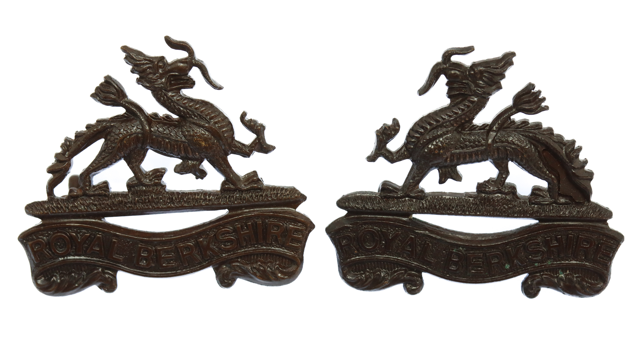 Pair of Royal Berkshire Regiment Officer's Service Dress Collar Badges