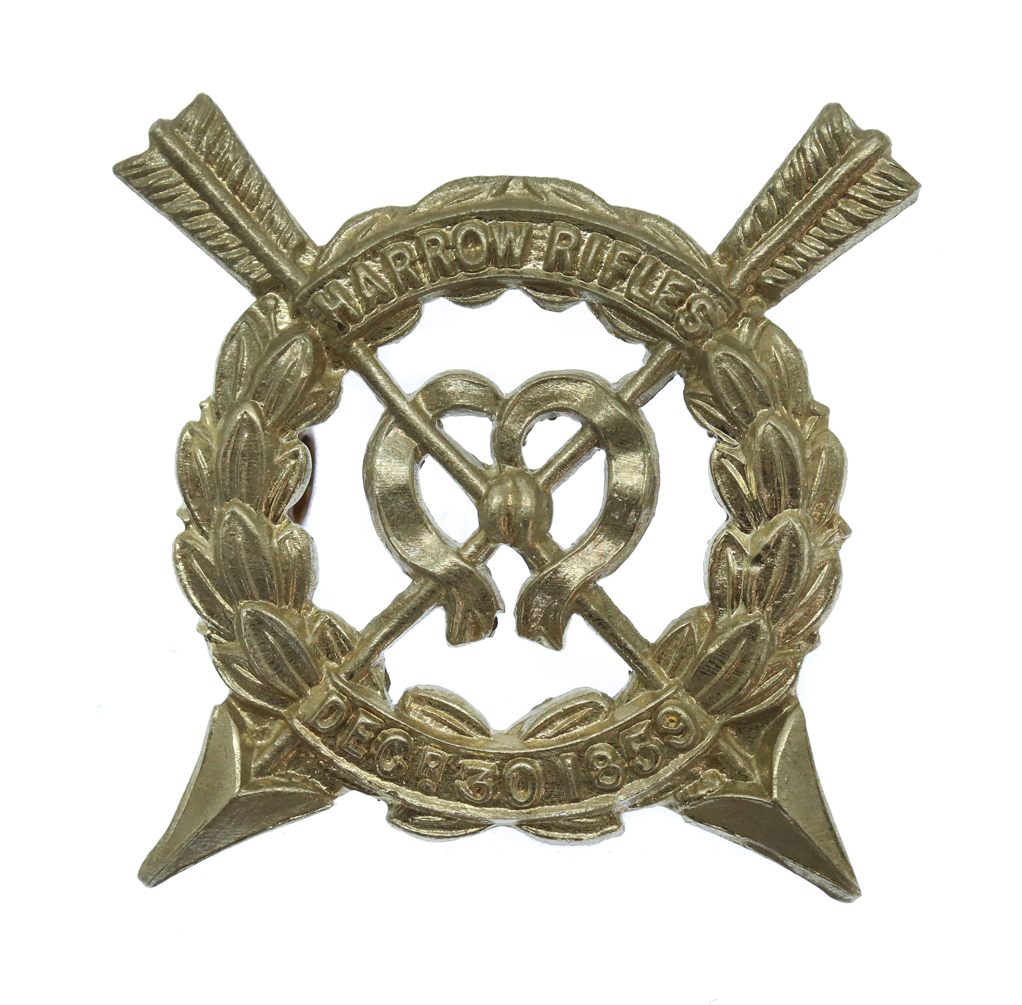 Harrow School (Harrow Rifles) O.T.C. White Metal Cap Badge