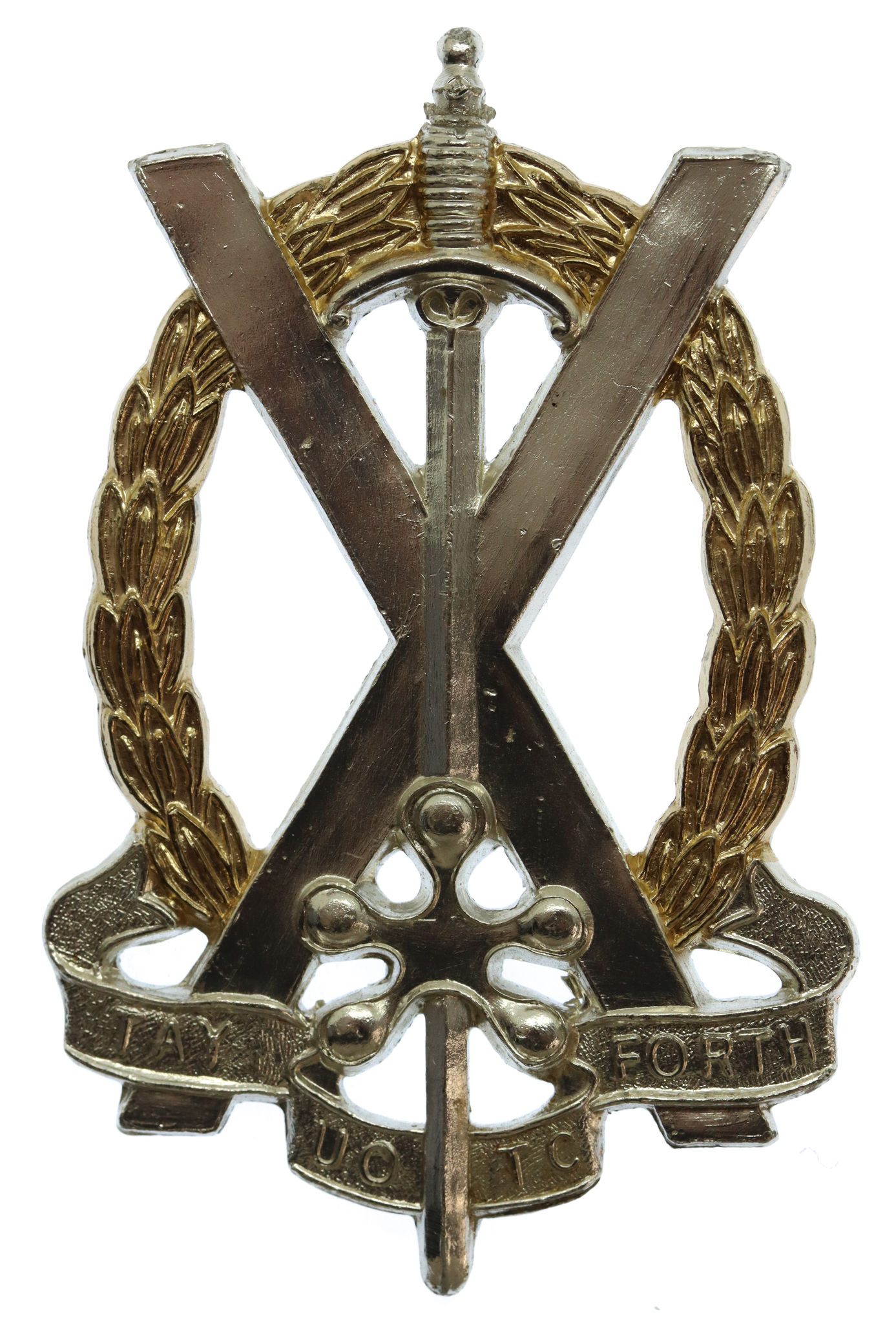 Tayforth University O.T.C. Anodised (Staybrite) Cap Badge