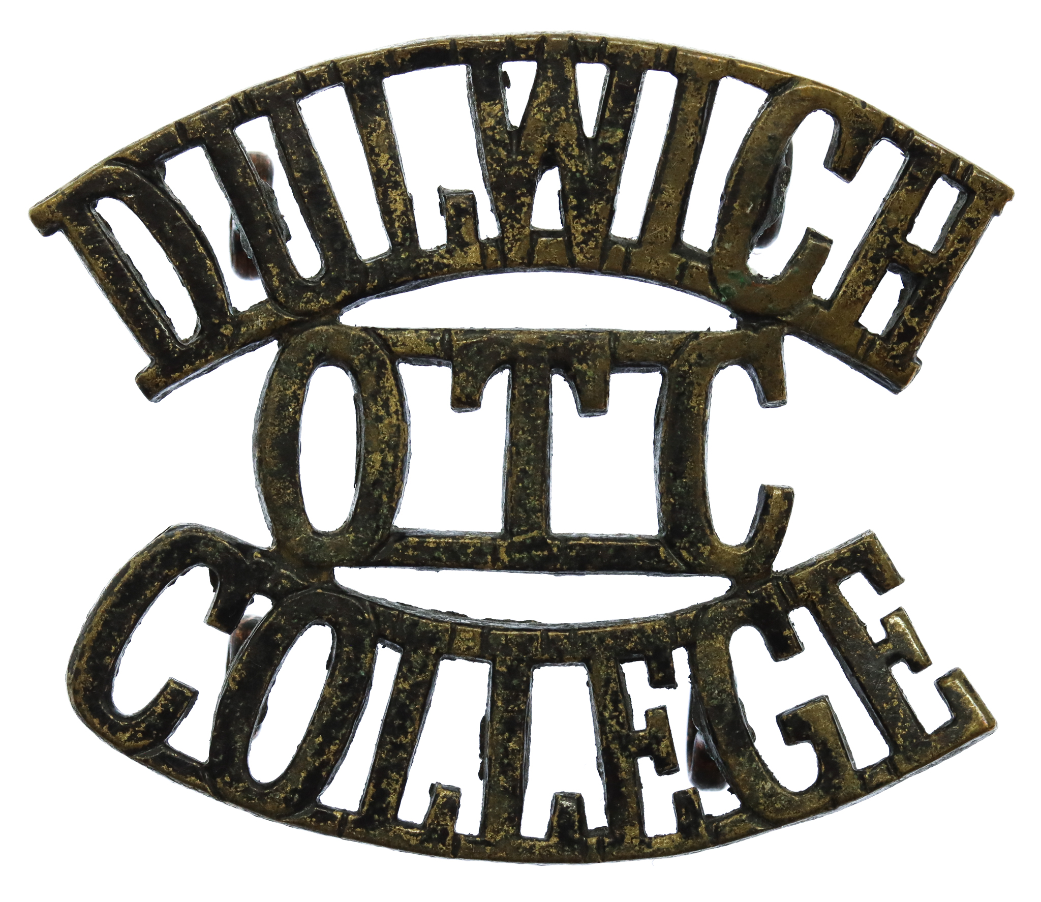 Dulwich College O.T.C. (DULWICH/O.T.C./COLLEGE) Blackened Brass Shoulder Title