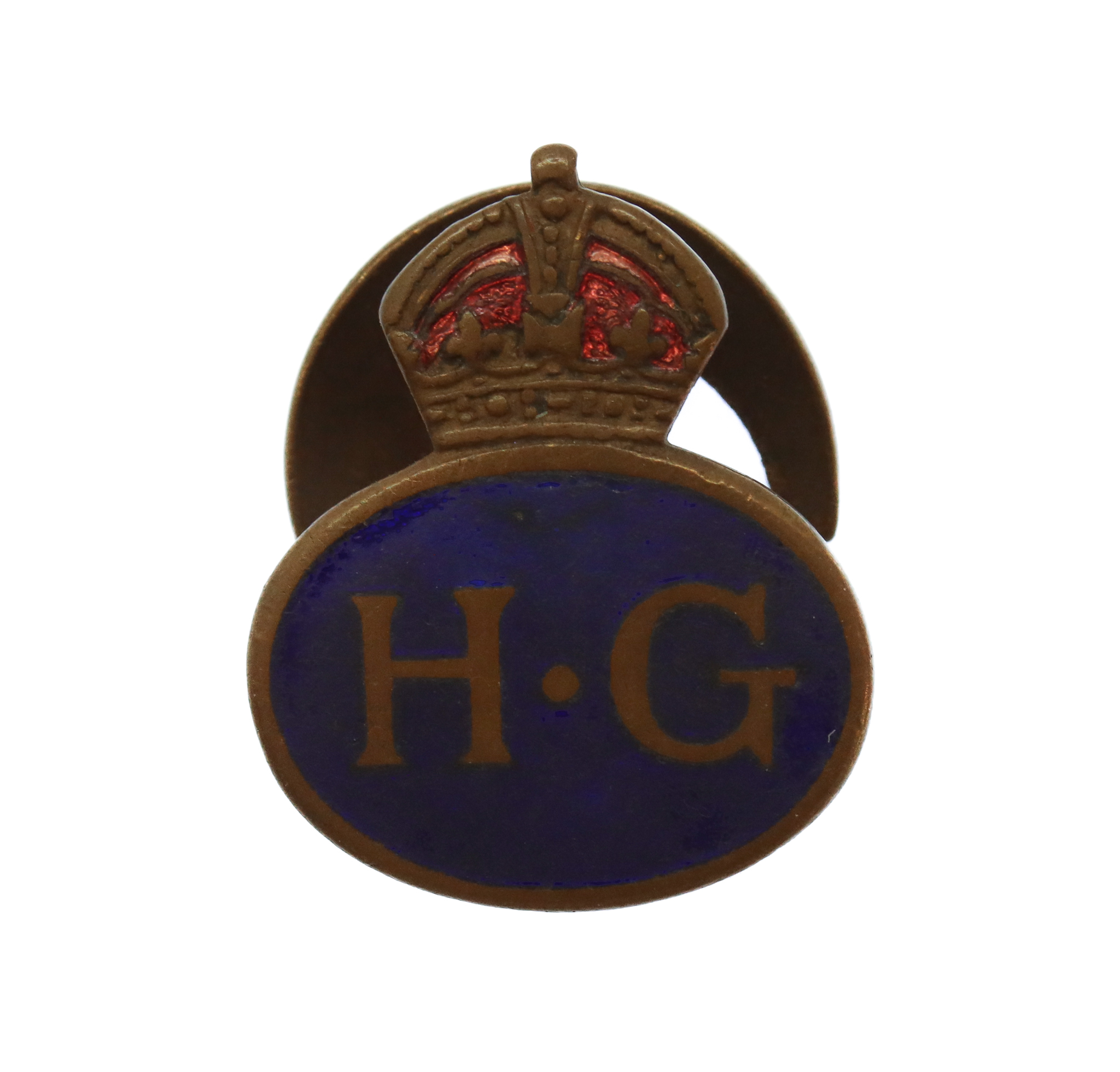 WW2 Home Guard (H.G.) Enamelled Lapel Badge - King's Crown